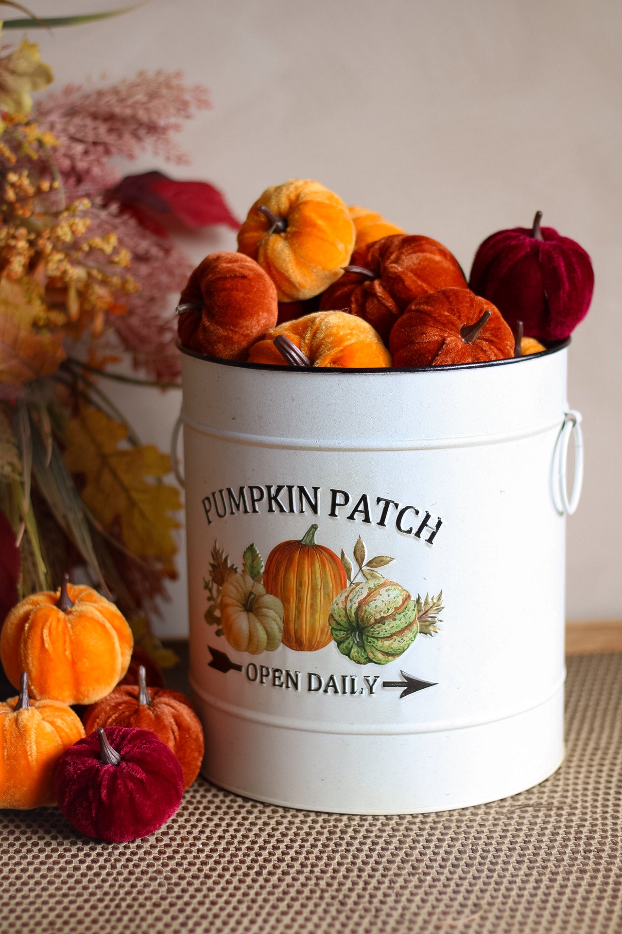 Decorative bucket labeled &