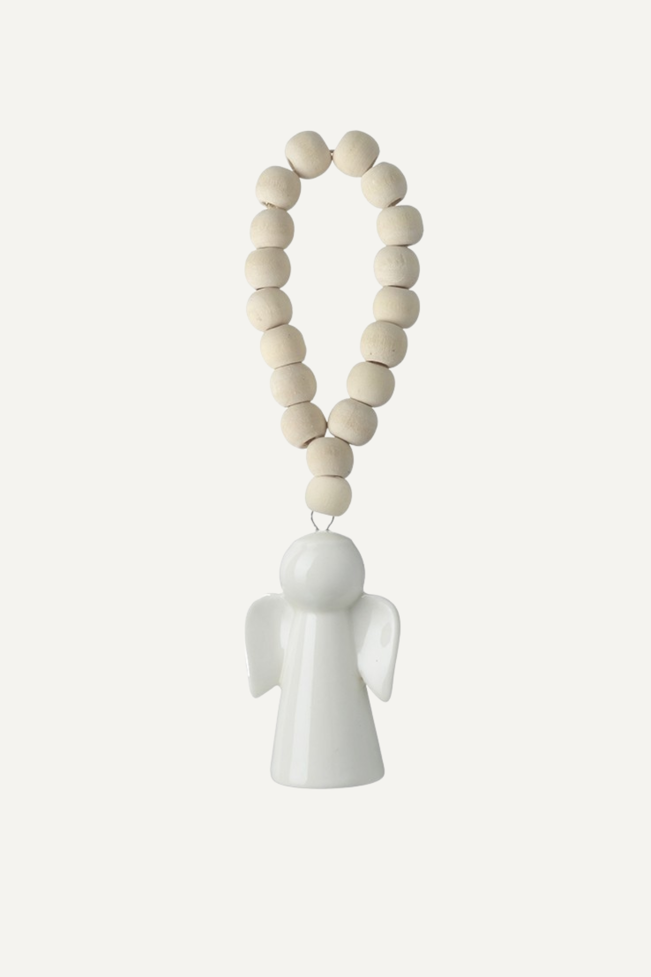White Ceramic Angel Beaded Tree Hanger