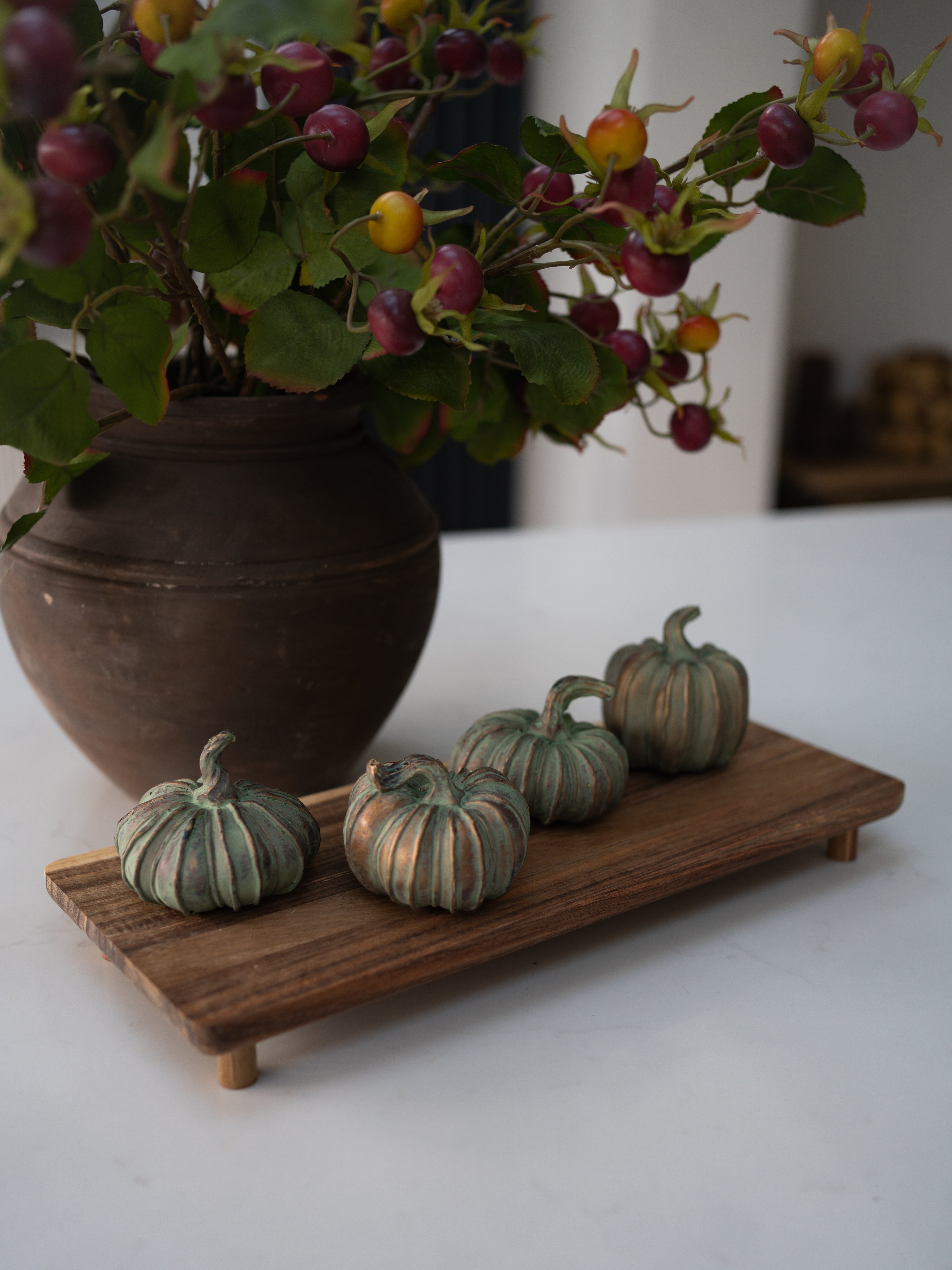 Set of 4 Verdigris Pumpkins 0054