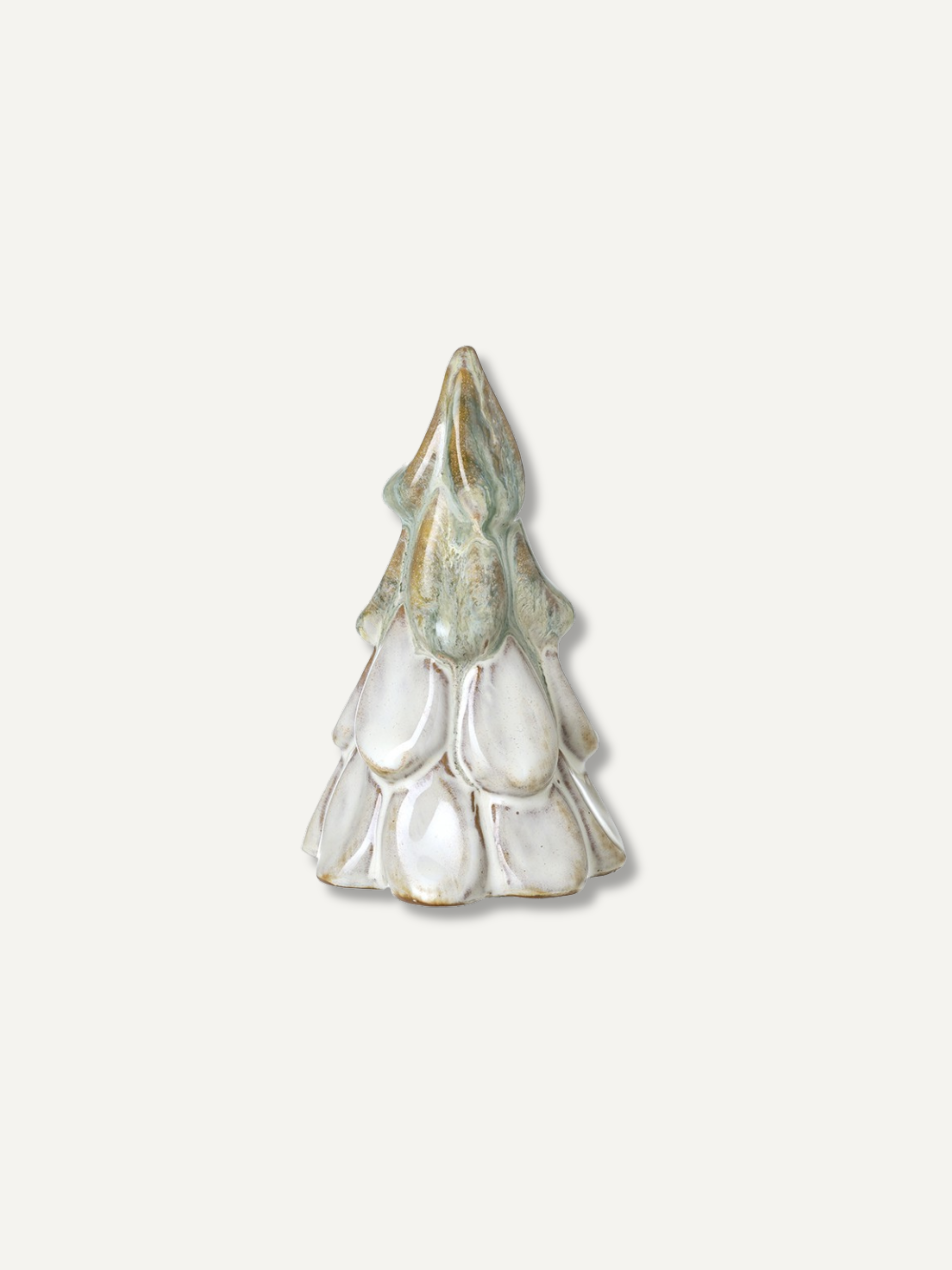 Set of Green & White Ceramic Christmas Trees