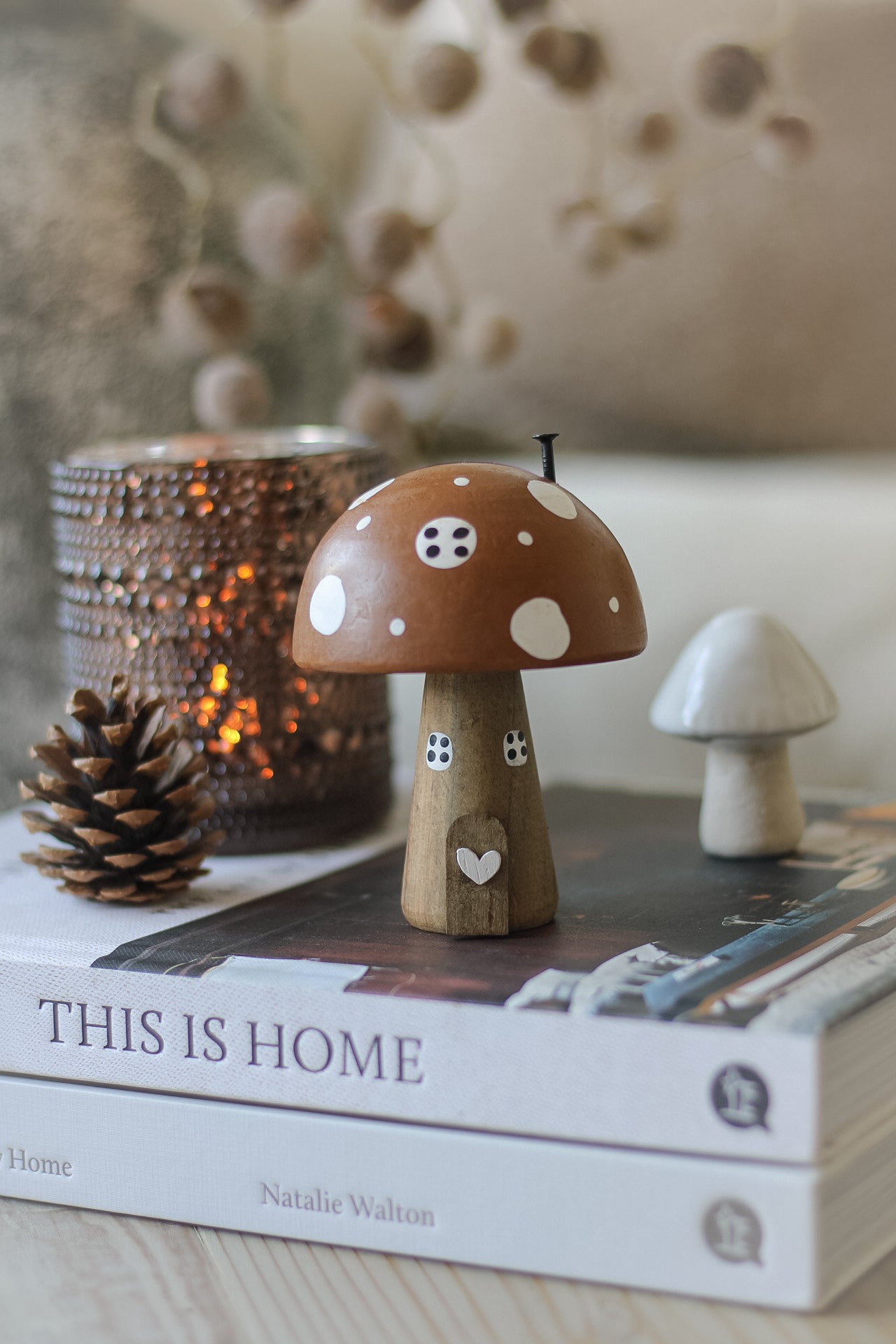 Short Brown Wooden Mushroom House