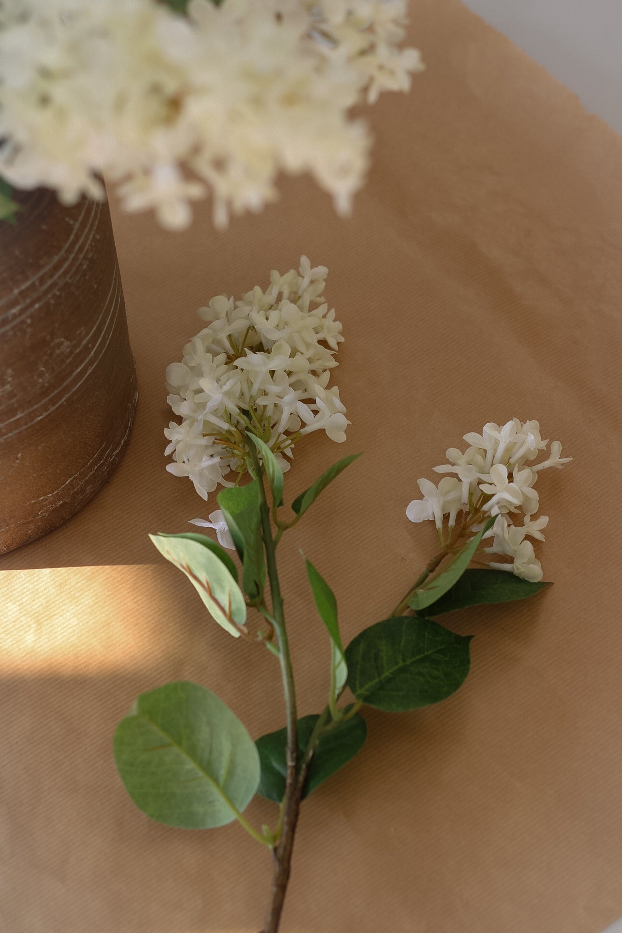 Single faux cream lilac stem