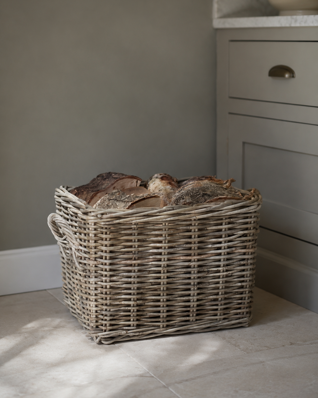Small Wicker Storage Basket with Handles