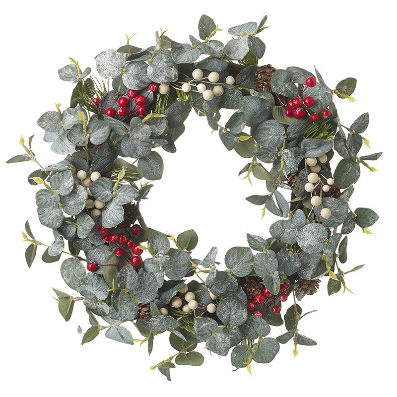 Small Frosted Red and White Berry Foliage Wreath
