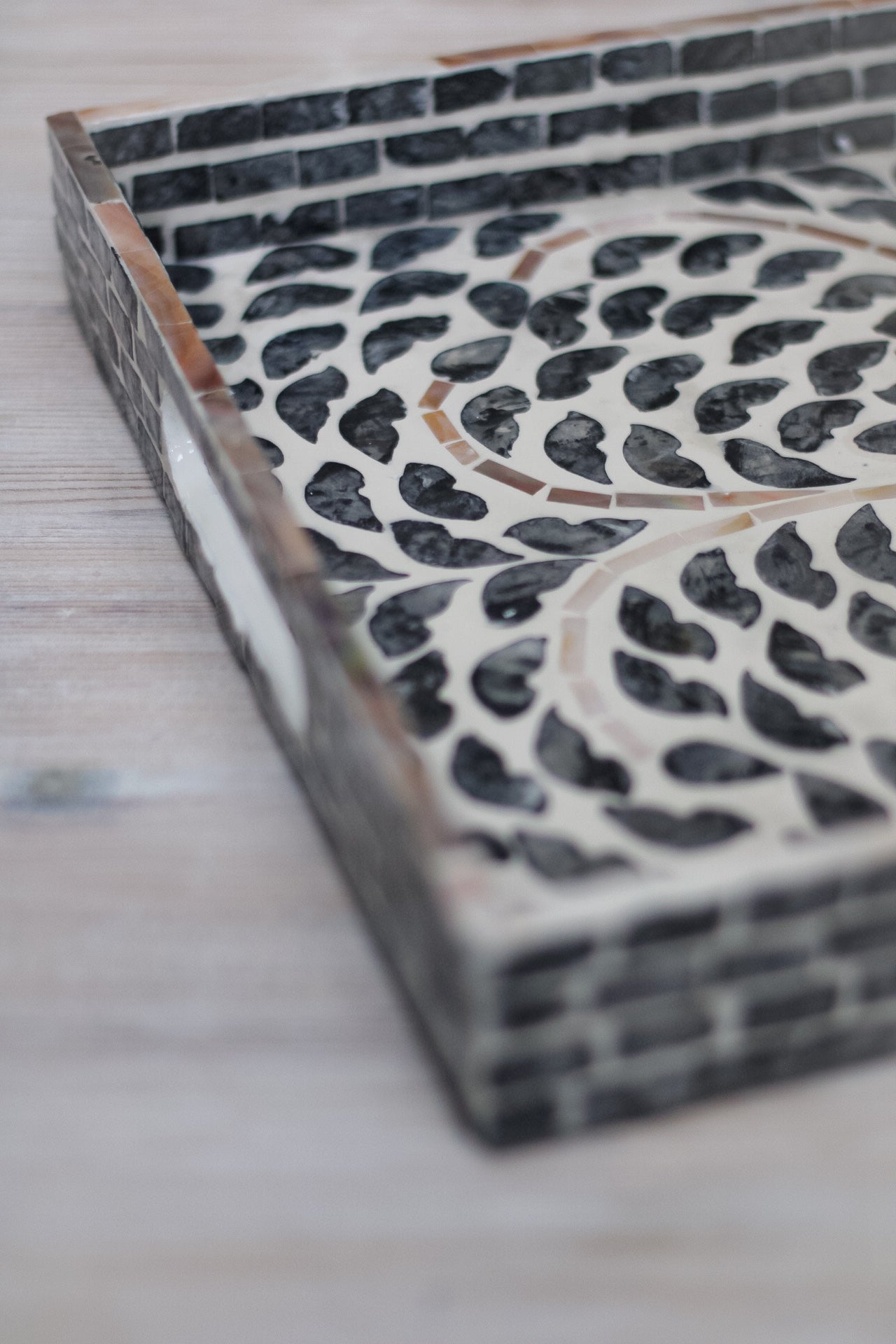 Smoke Capiz Rectangular Tray