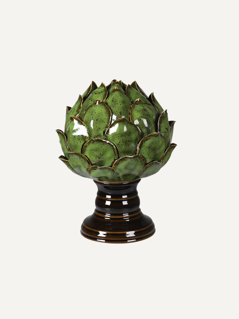 Smoked Green Ceramic Artichoke Ornament