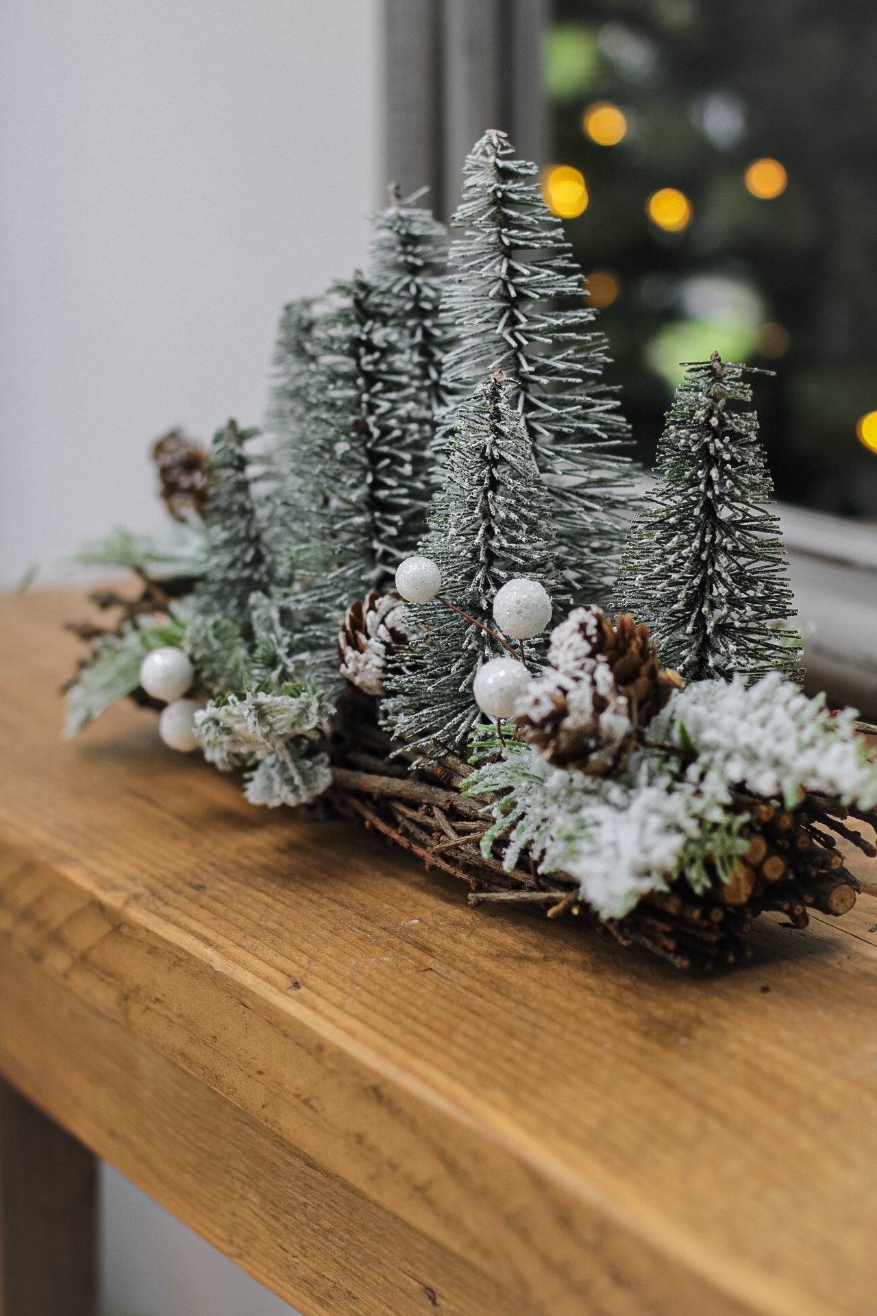 side view of christmas trees centreiece