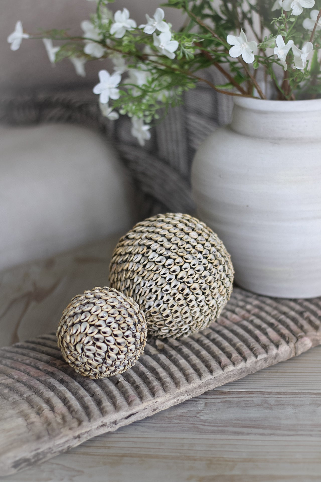 Soft Brown Shell Ball Decorative Sculpture