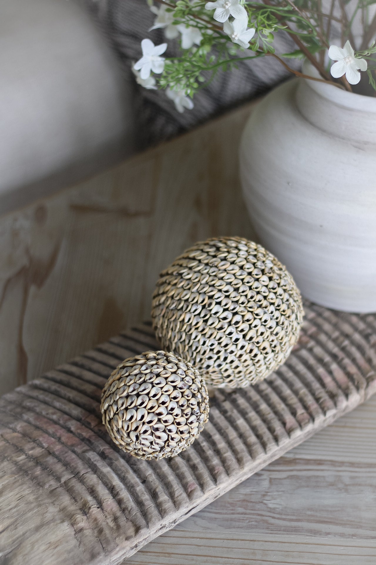 Soft Brown Shell Ball Decorative Sculpture