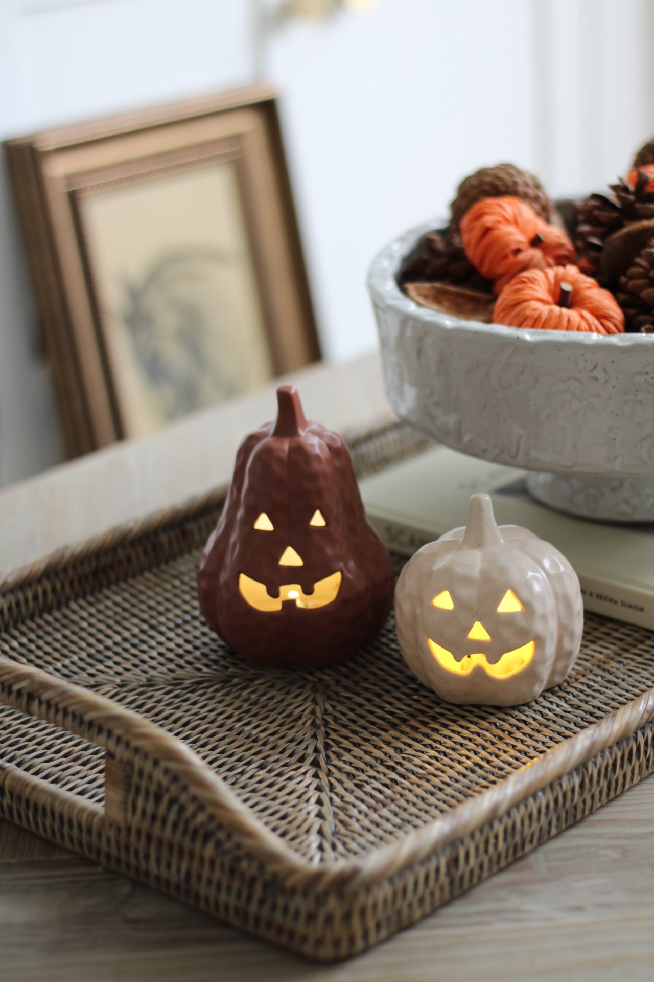 Speckled Ceramic LED Pumpkin