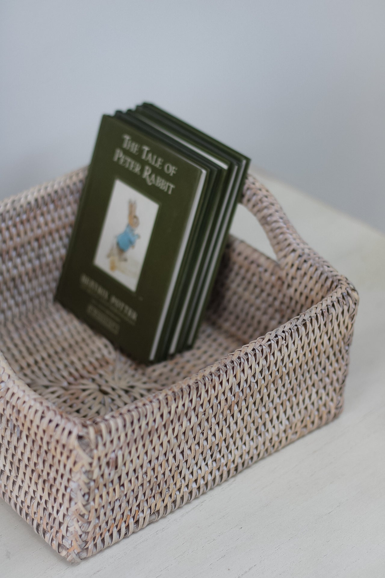 Square Rattan Basket with Handles