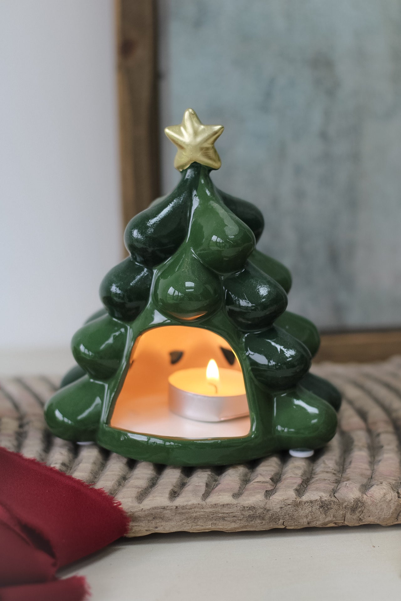 Stoneware Christmas Tree Tea Light Holder