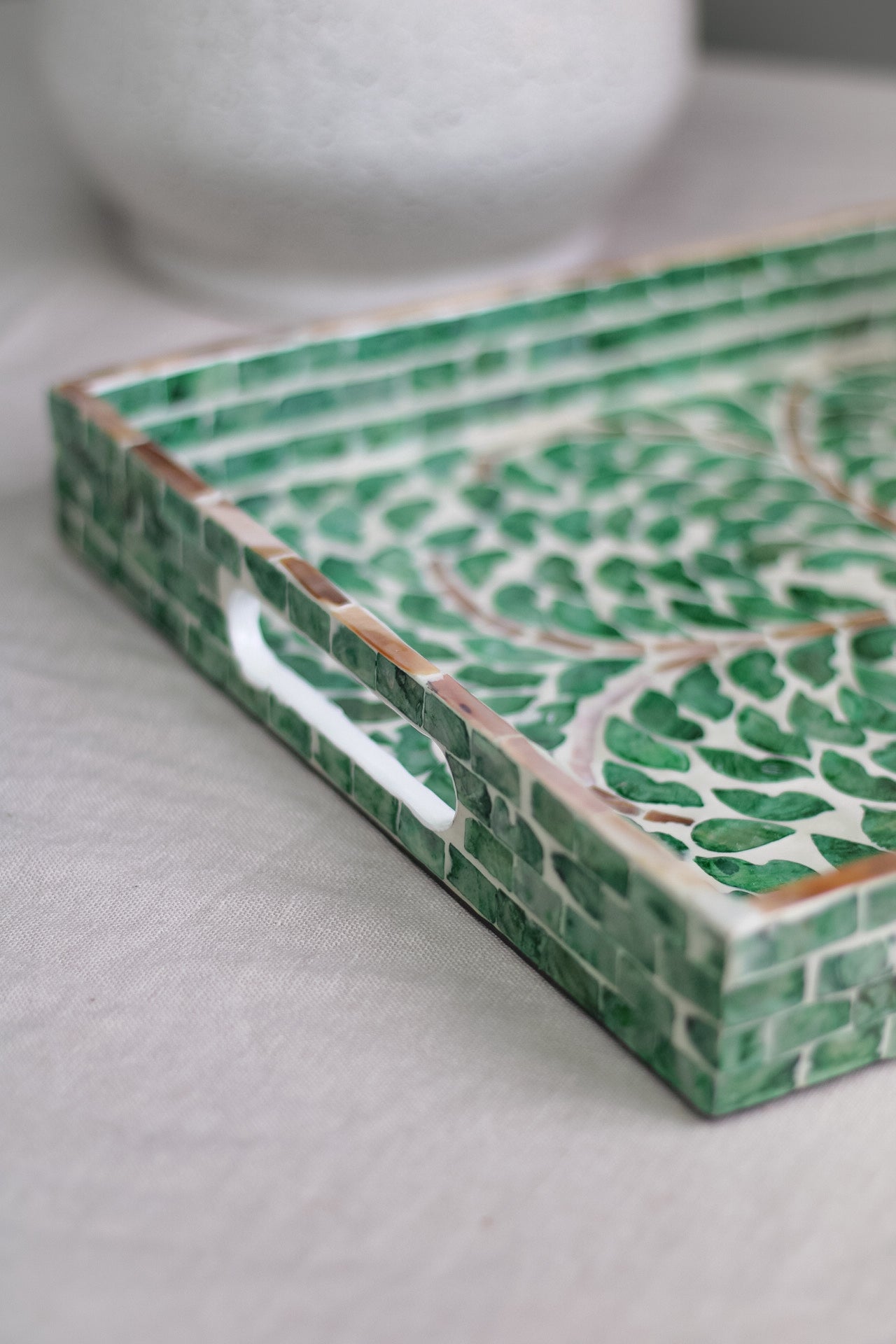 Turquoise Capiz Rectangular Tray