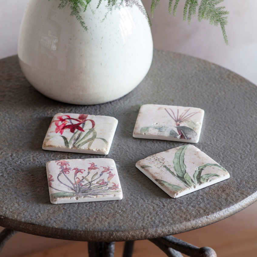 Vintage Botanical Coasters | Set of 4