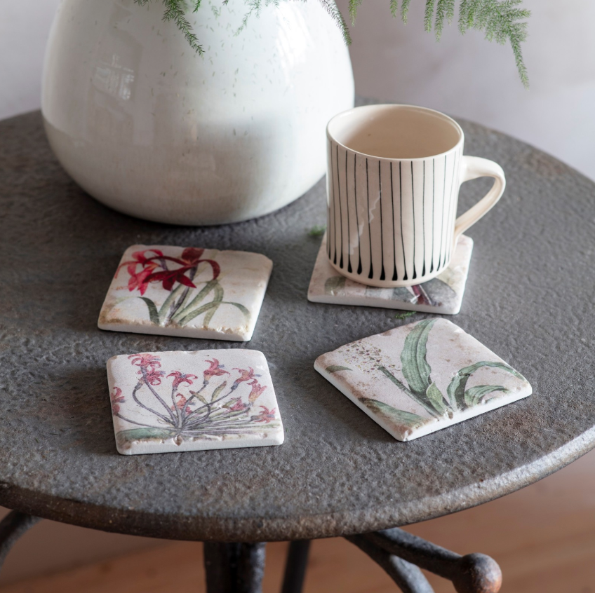Vintage Botanical Coasters | Set of 4