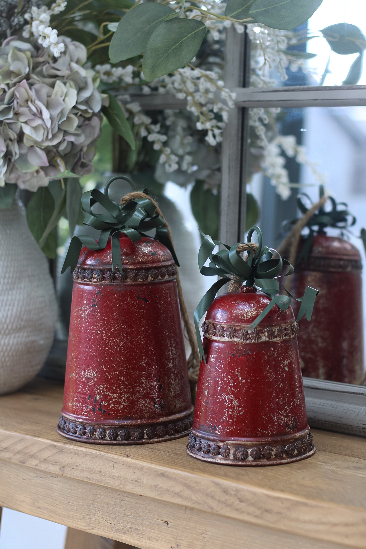 Vintage Style Red and Green Christmas Bells