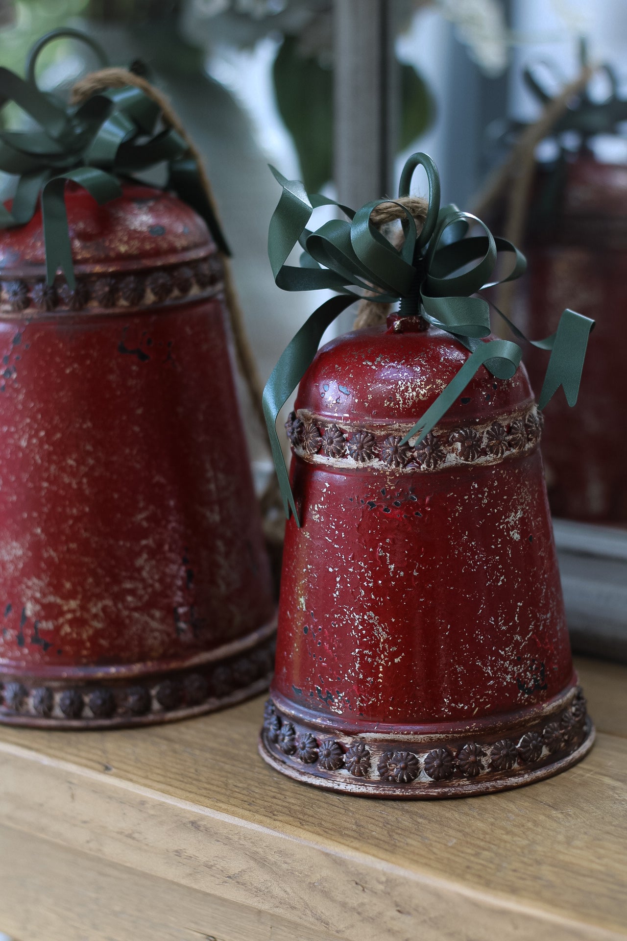 Vintage Style Red and Green Christmas Bells