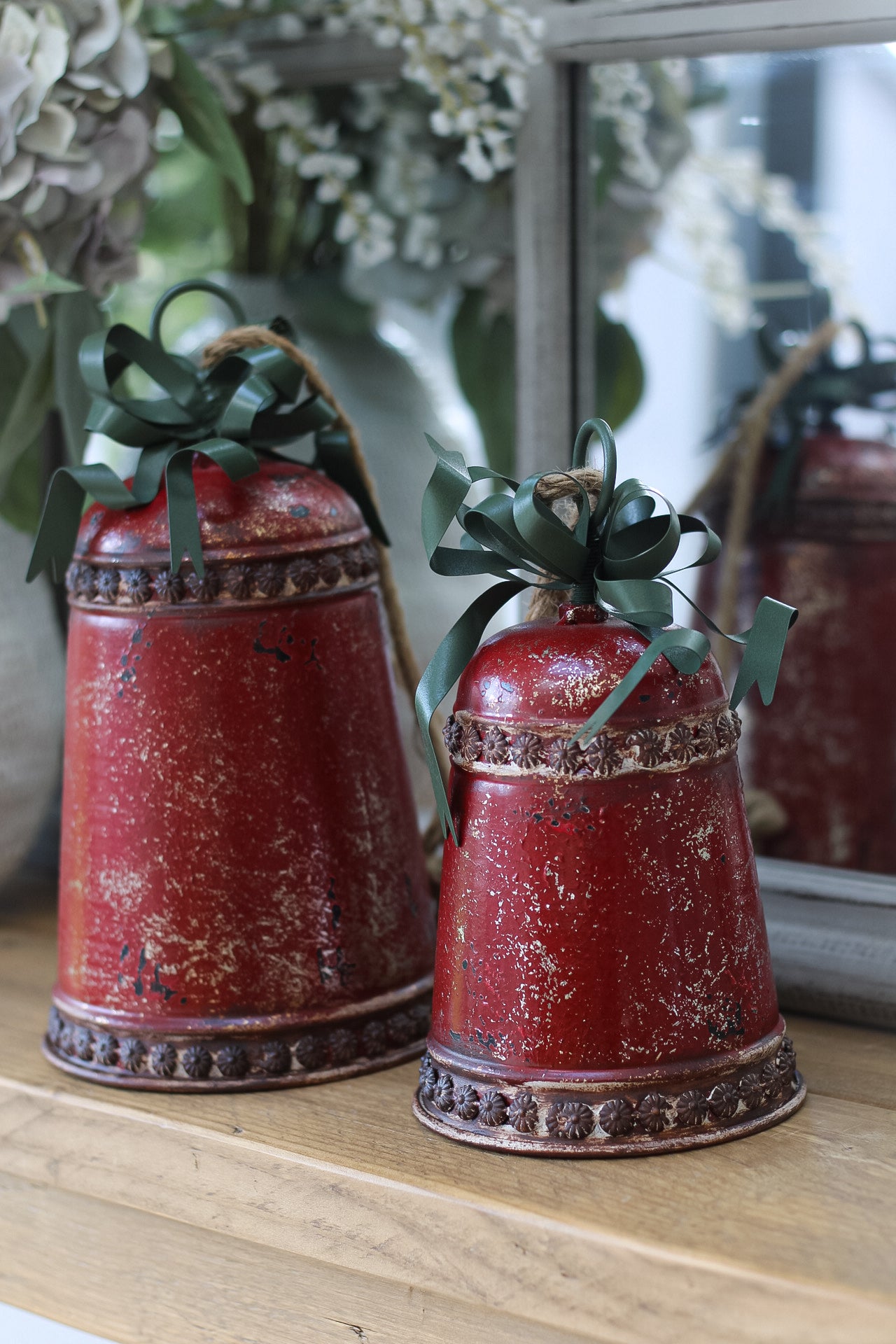 Vintage Style Red and Green Christmas Bells