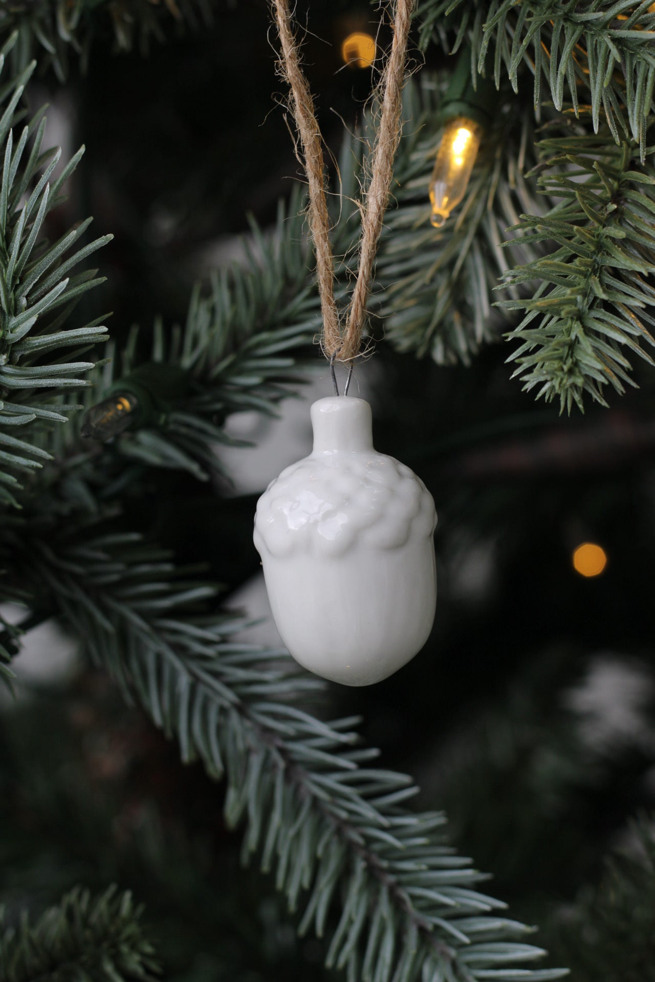 White Ceramic Acorn Tree Hanger
