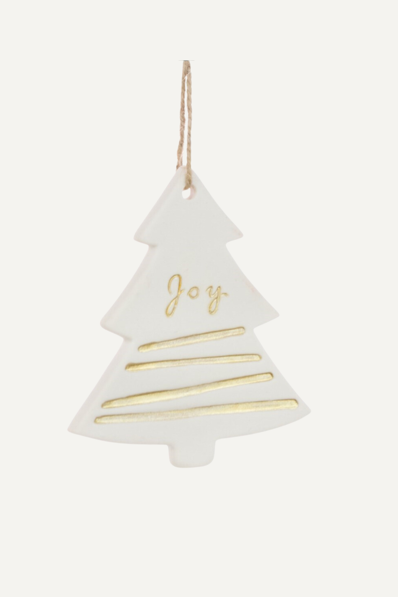White Ceramic Joy Christmas Tree Decoration