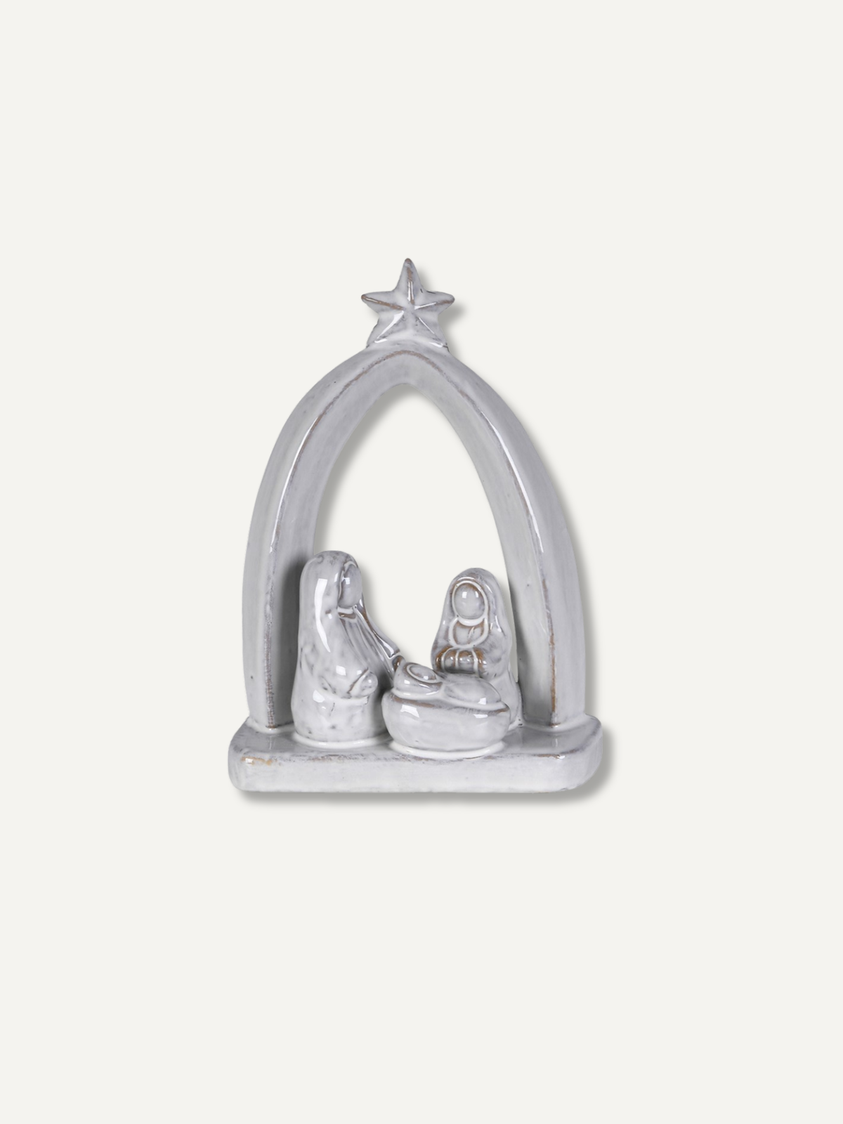 White Ceramic Nativity Arch Ornament