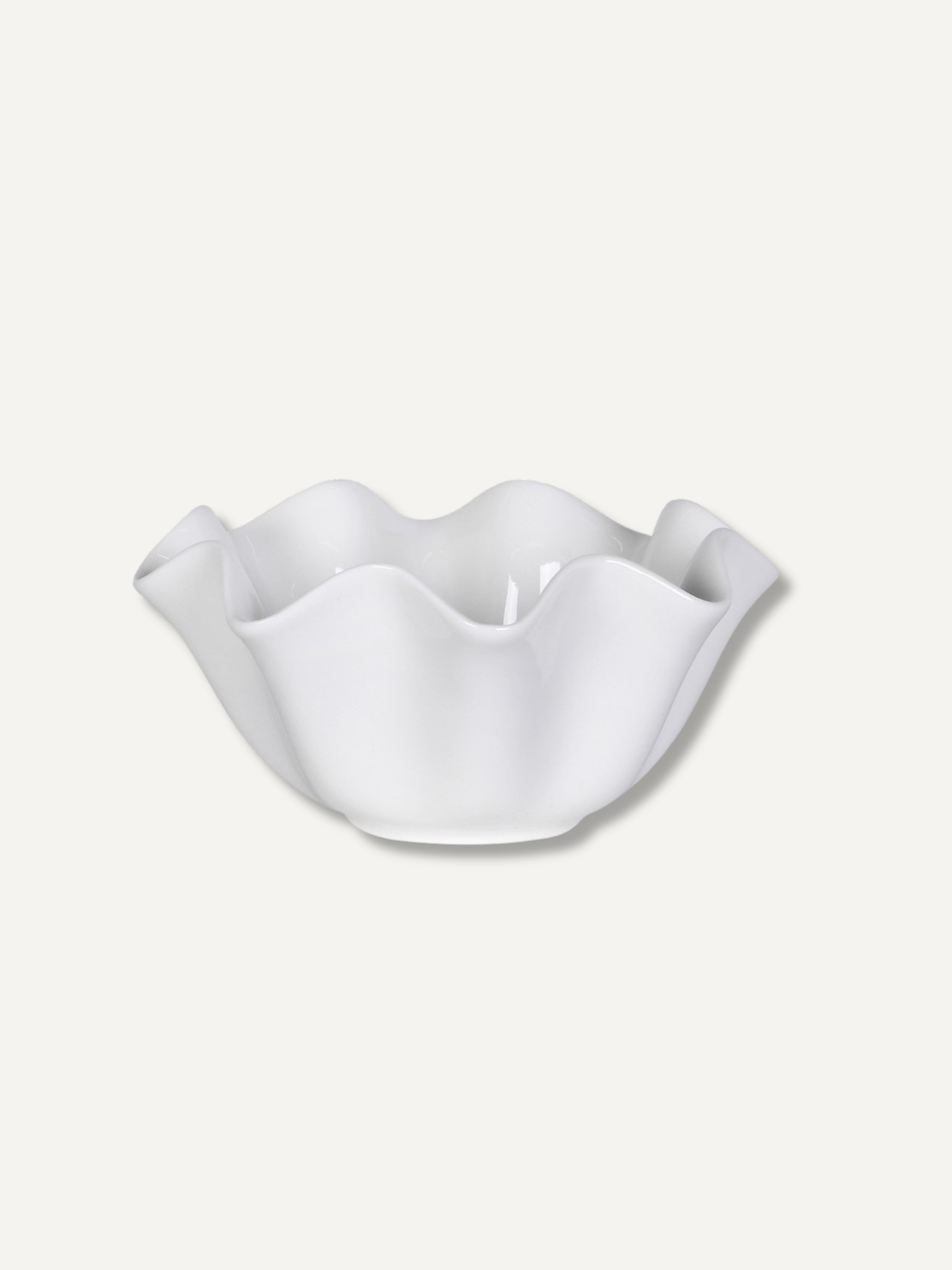 White Ceramic Ruffled Bowls | Set of 4