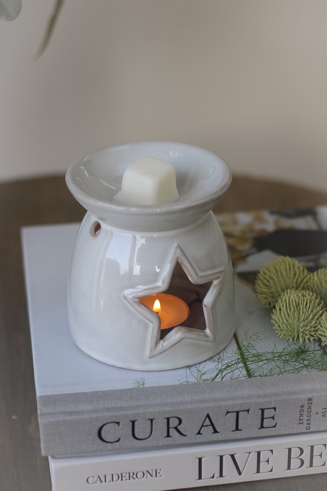 White Ceramic Star Cut Out Wax Burner