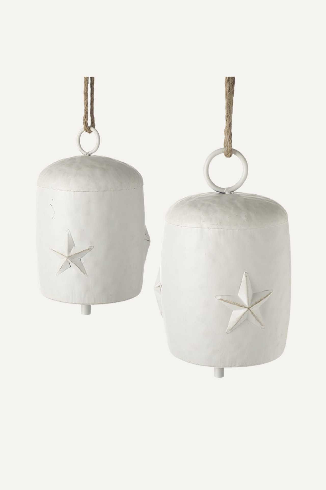White Metal Cow Bells with Stars | Set of 2