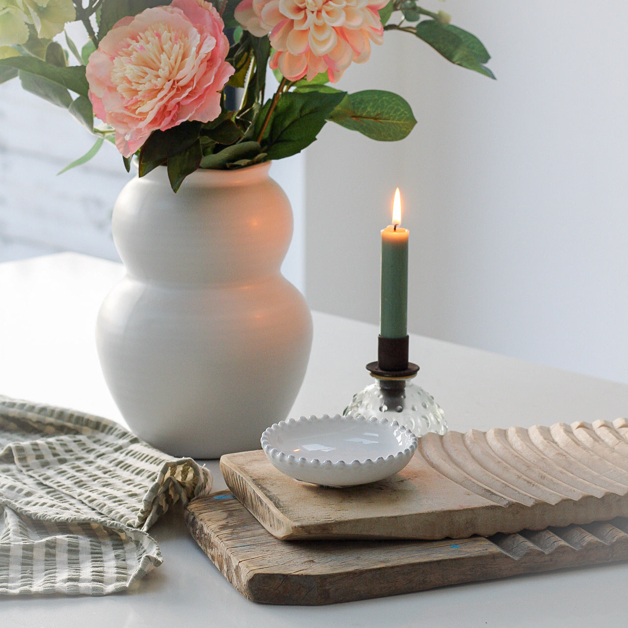 White Mini Pearl Ceramic Dish