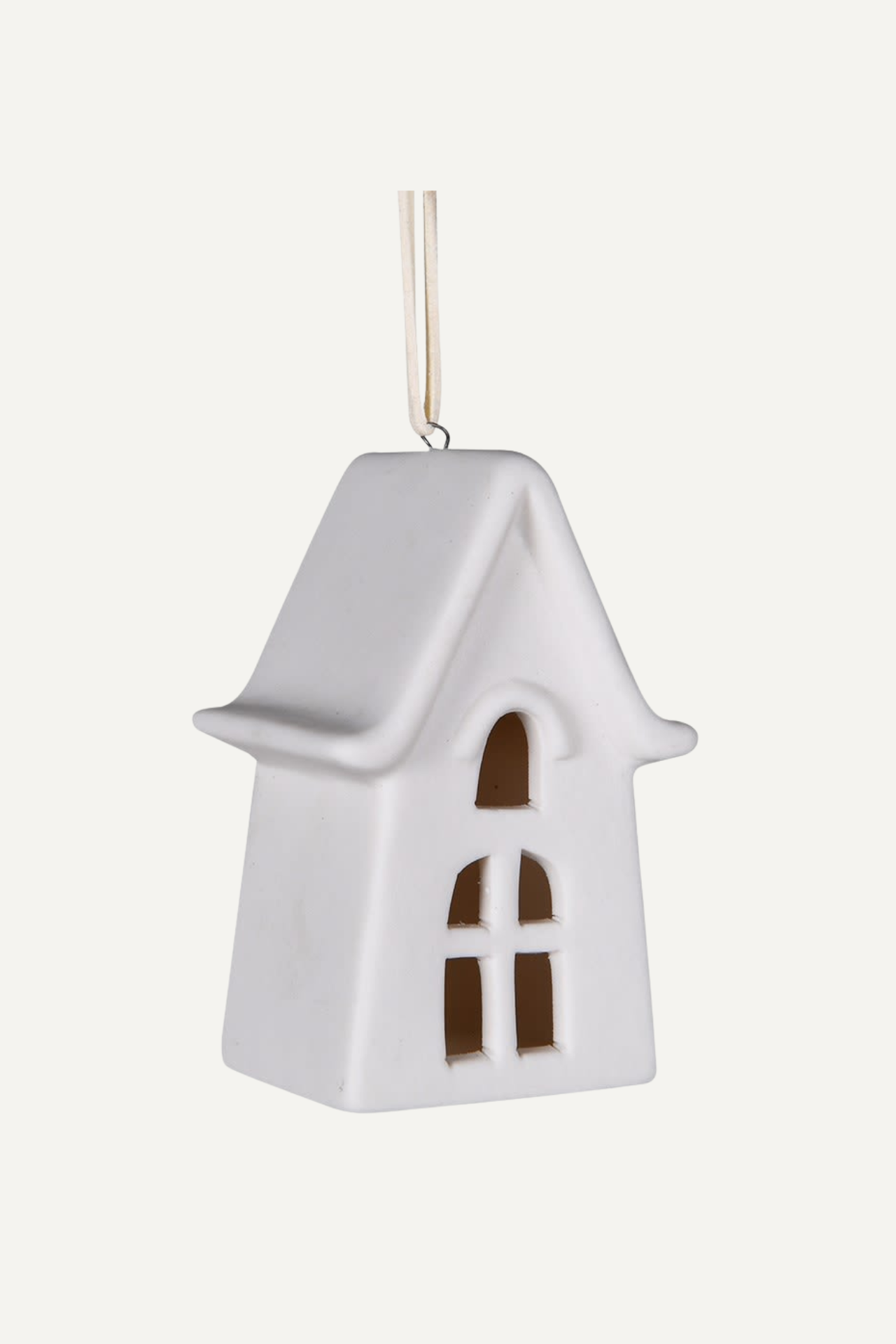 White Porcelain Cottage Tree Hanger Bauble