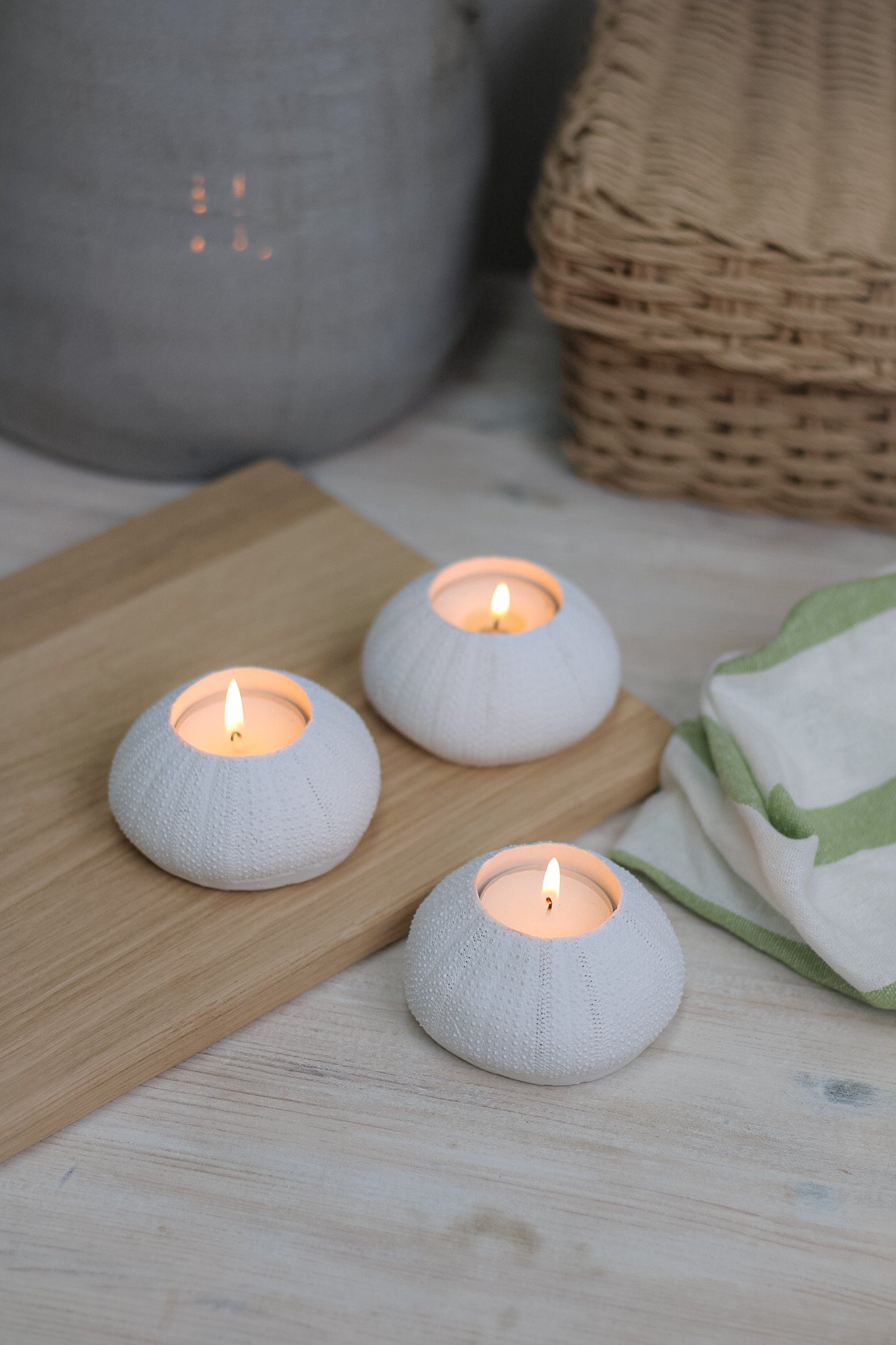 White Sea Urchin Candle Holder