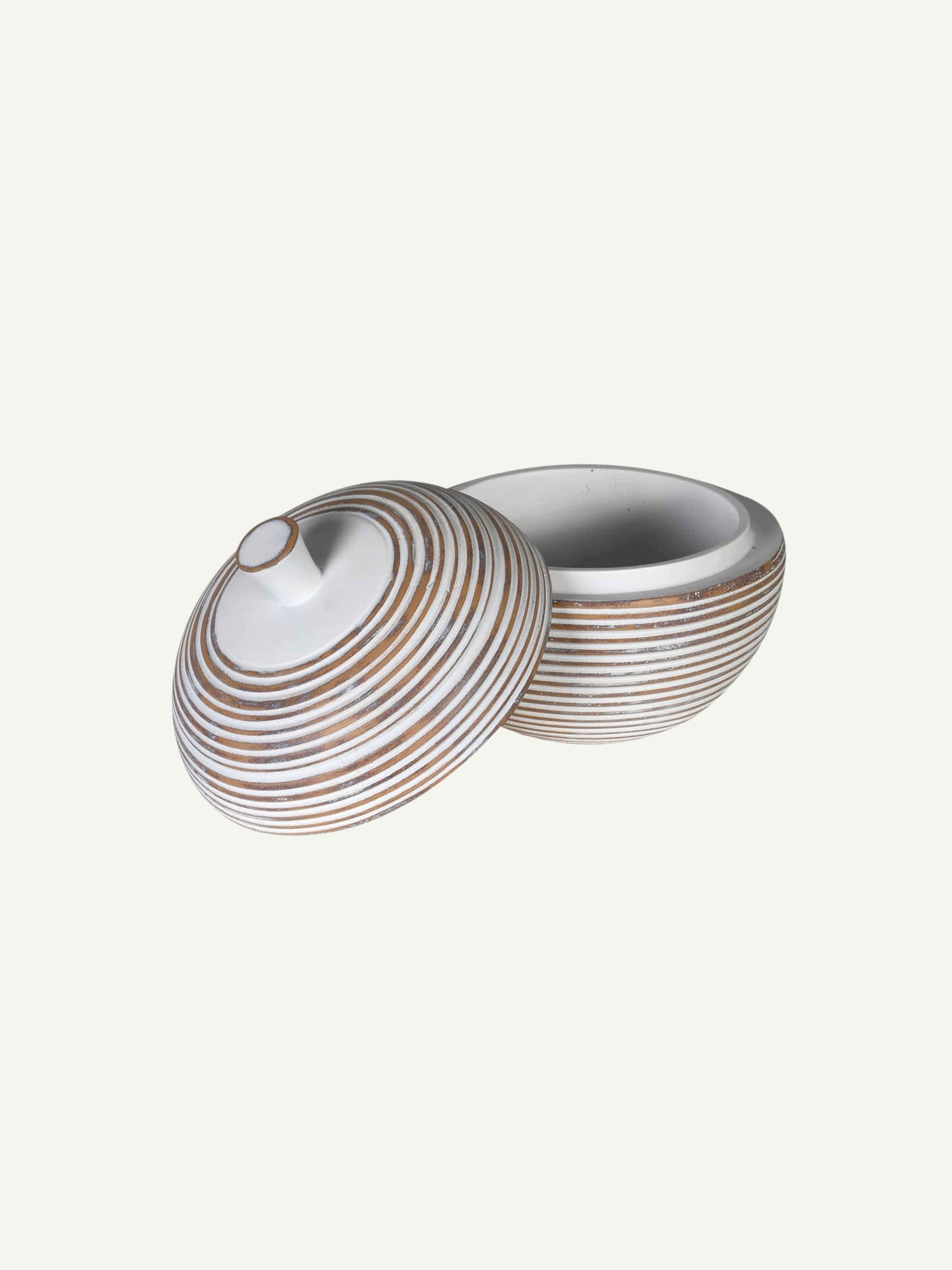 ribbed polyresin lidded jar for home storage and coffee table styling