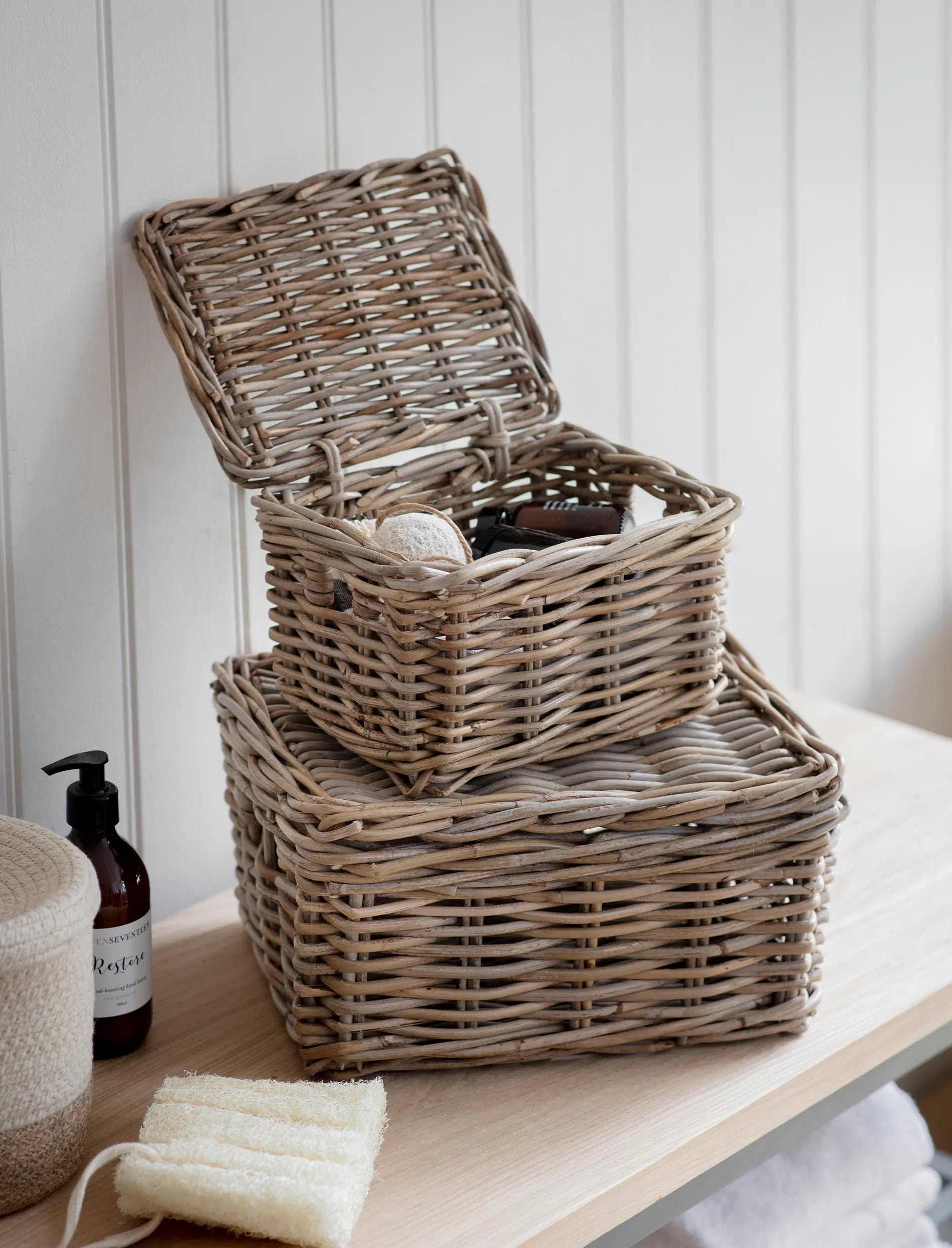 Wicker Storage Basket with Lid