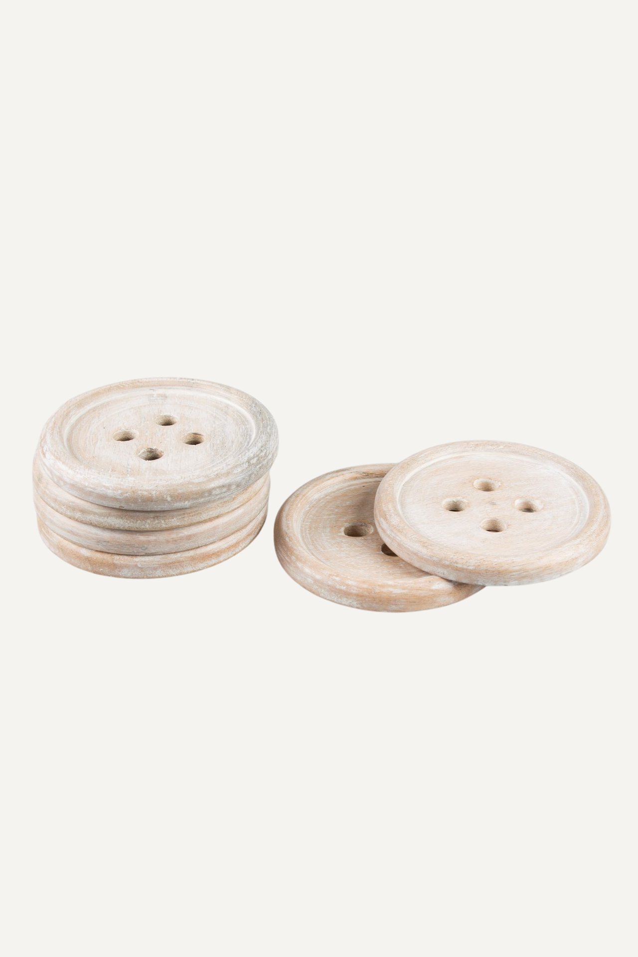 Wooden Button Coasters | Set of 6
