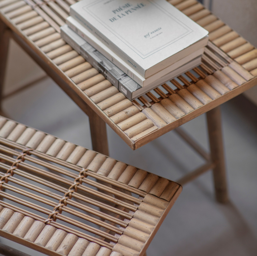 Woven Cane Wooden Stool