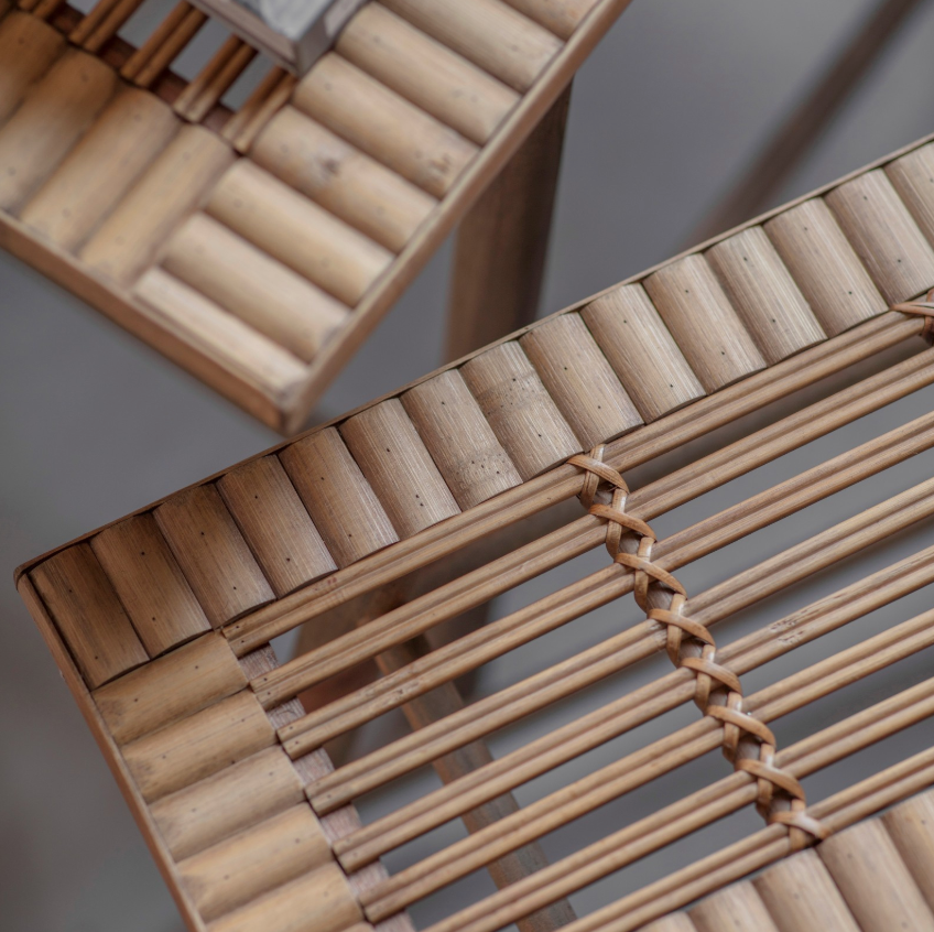 Woven Cane Wooden Stool