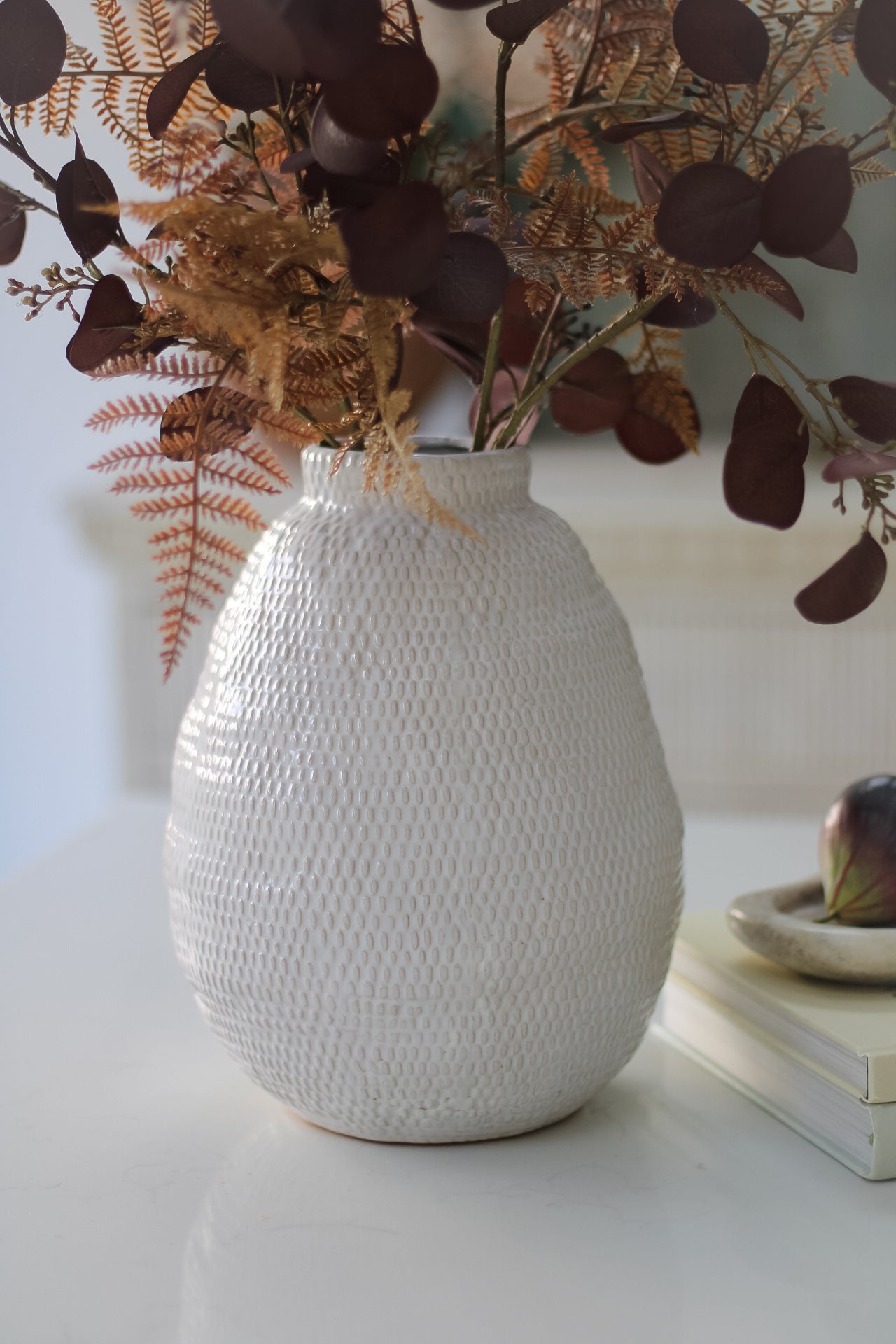 Woven Effect Grey Ceramic Vase