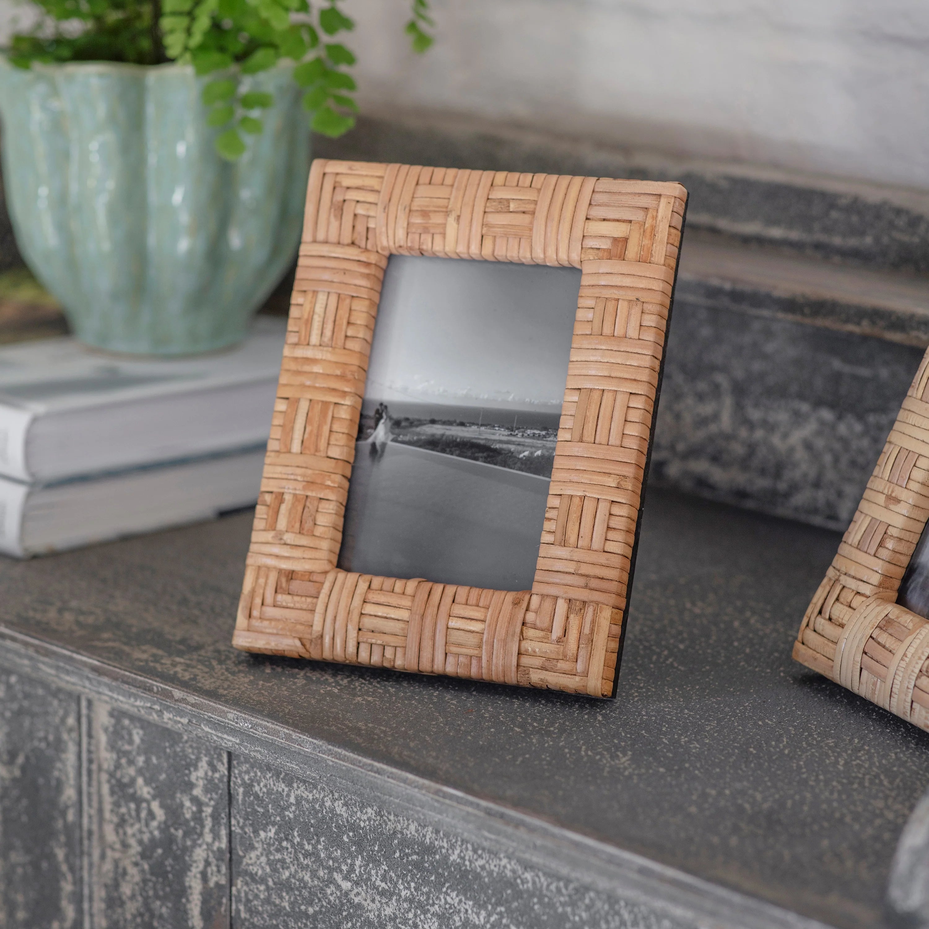 Woven Rattan Photo Frame