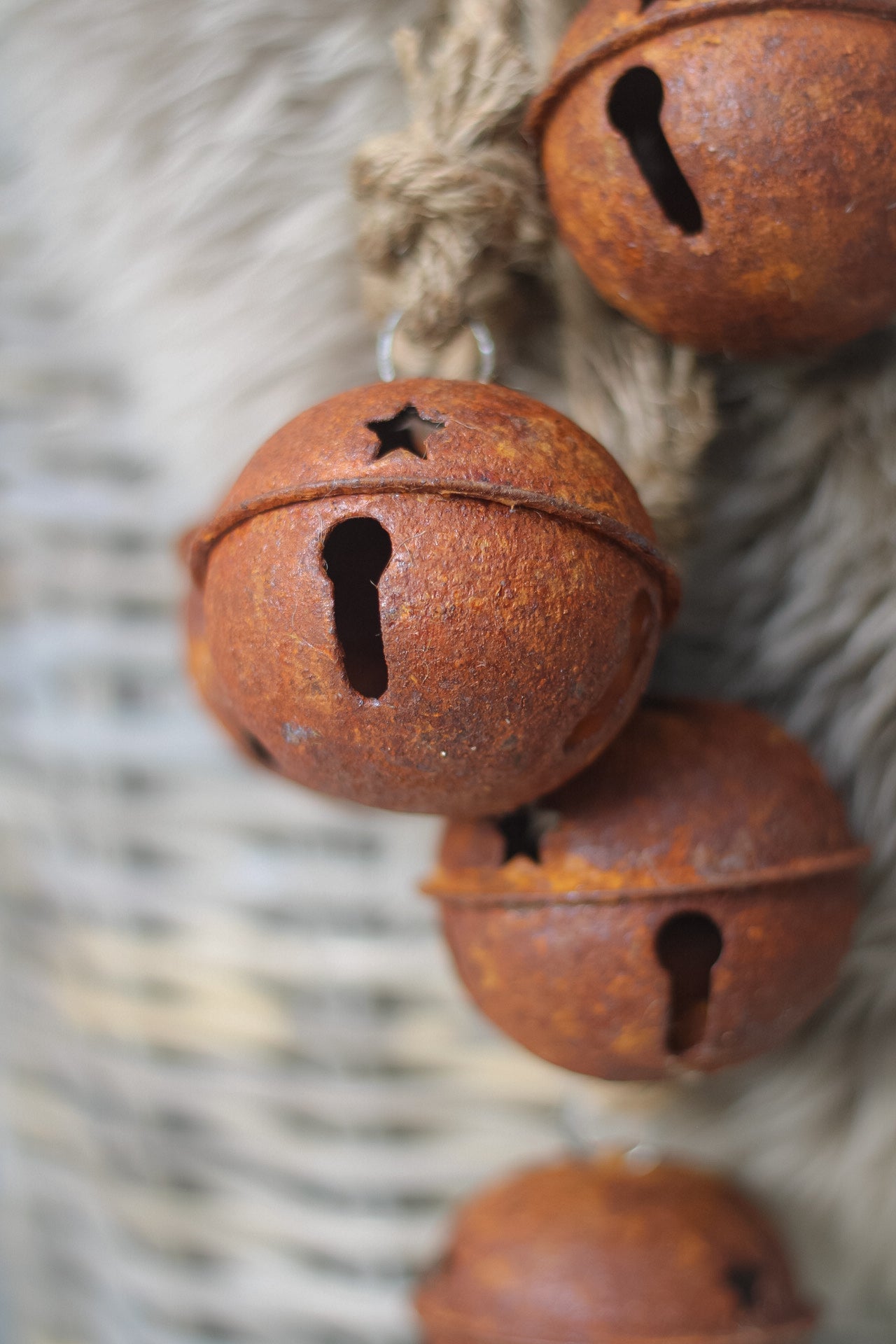 aged hanging bells for christmas decor