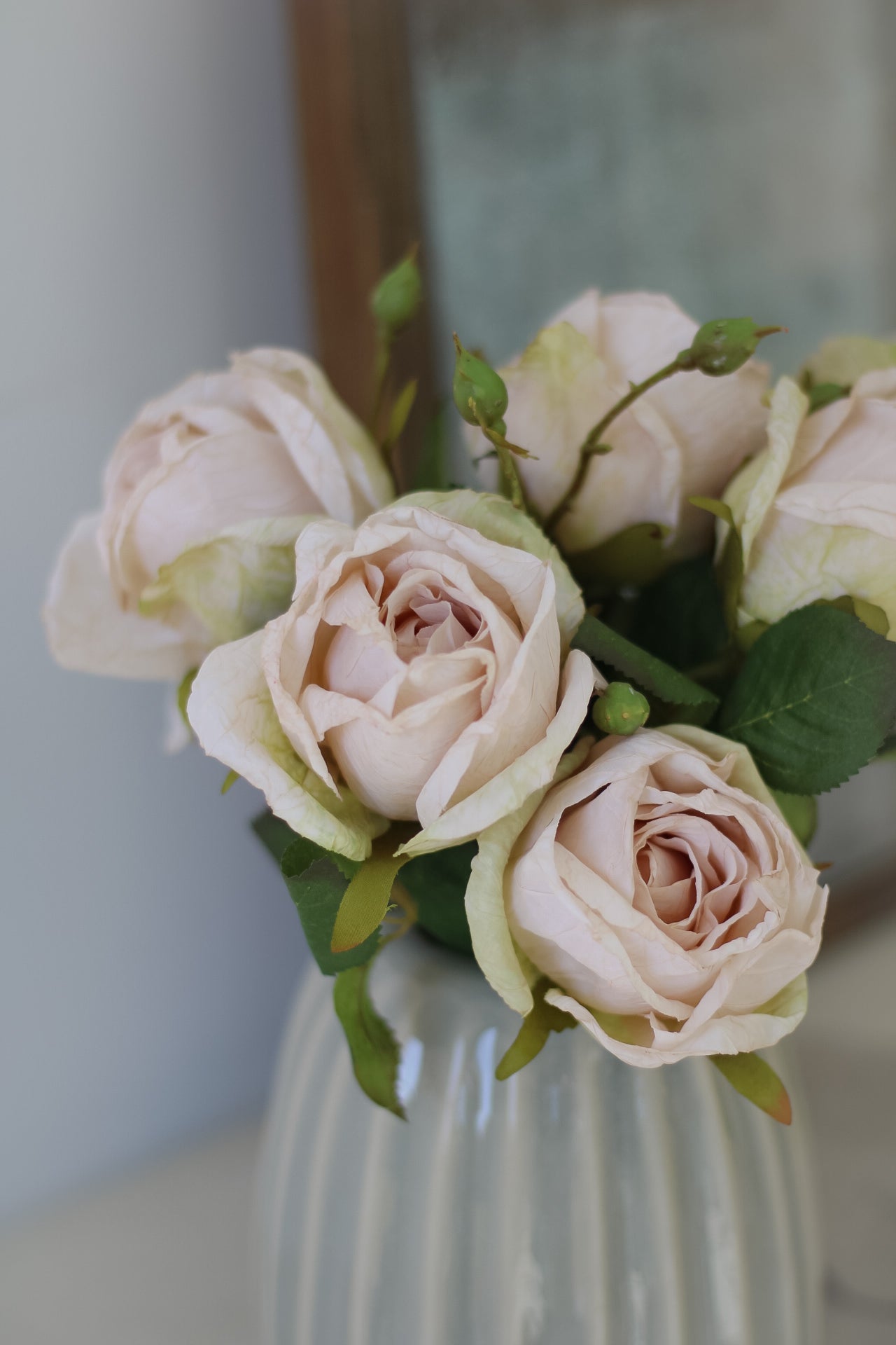 soft nude toned artificial rose spray