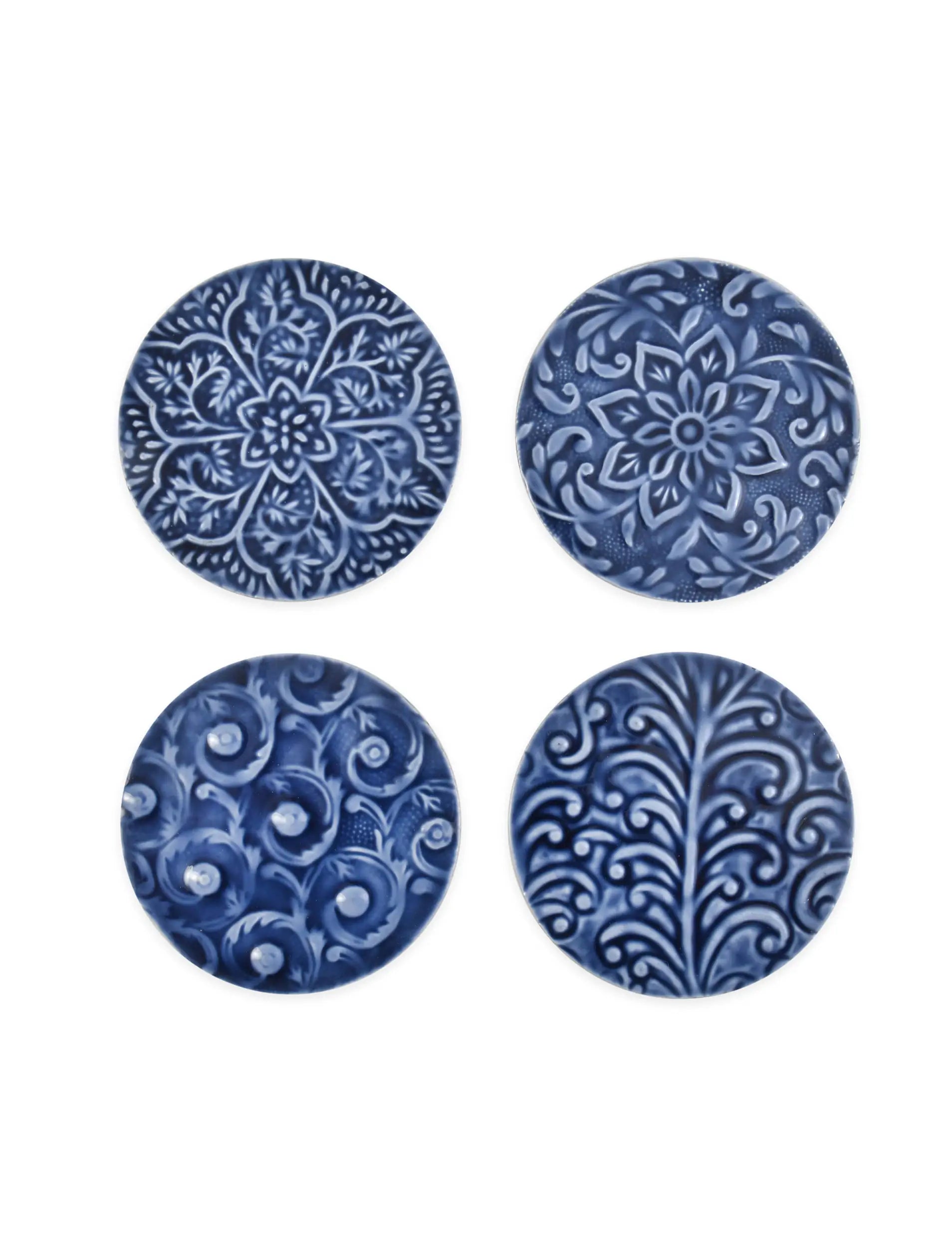 Kaleidoscope Blue Round Coasters | Set of 4