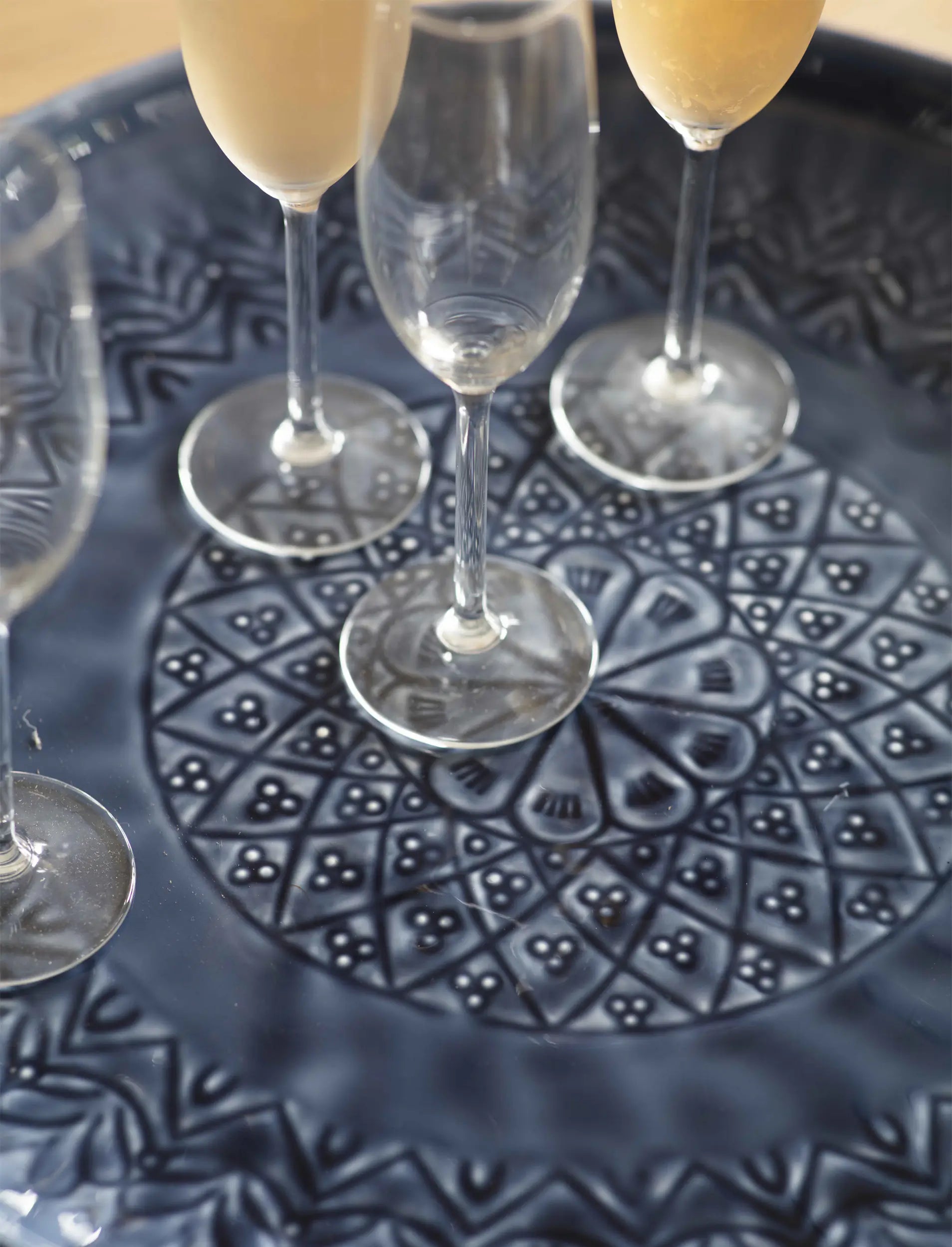 Blue Kaleidoscope Round Metal Tray
