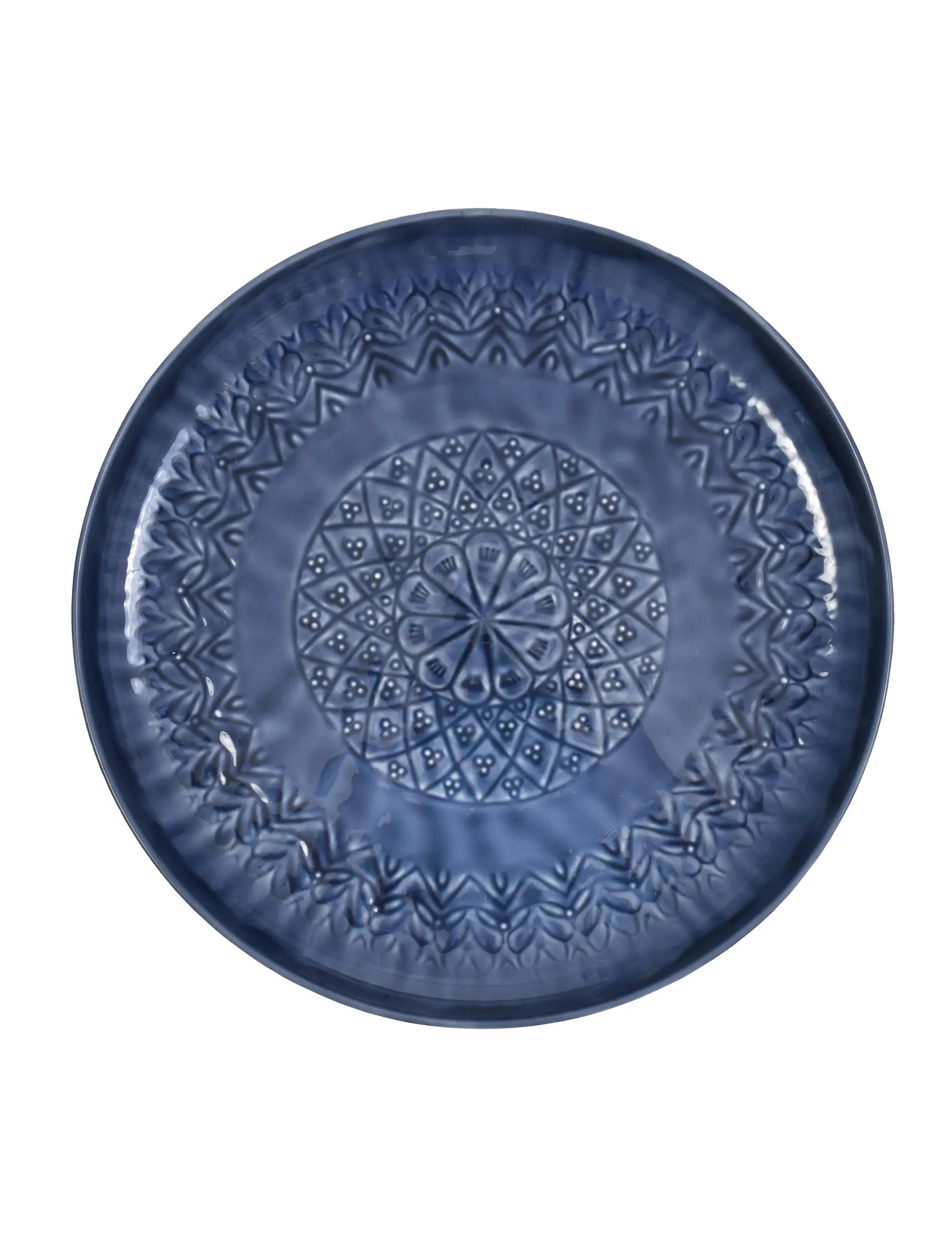 Blue Kaleidoscope Round Metal Tray