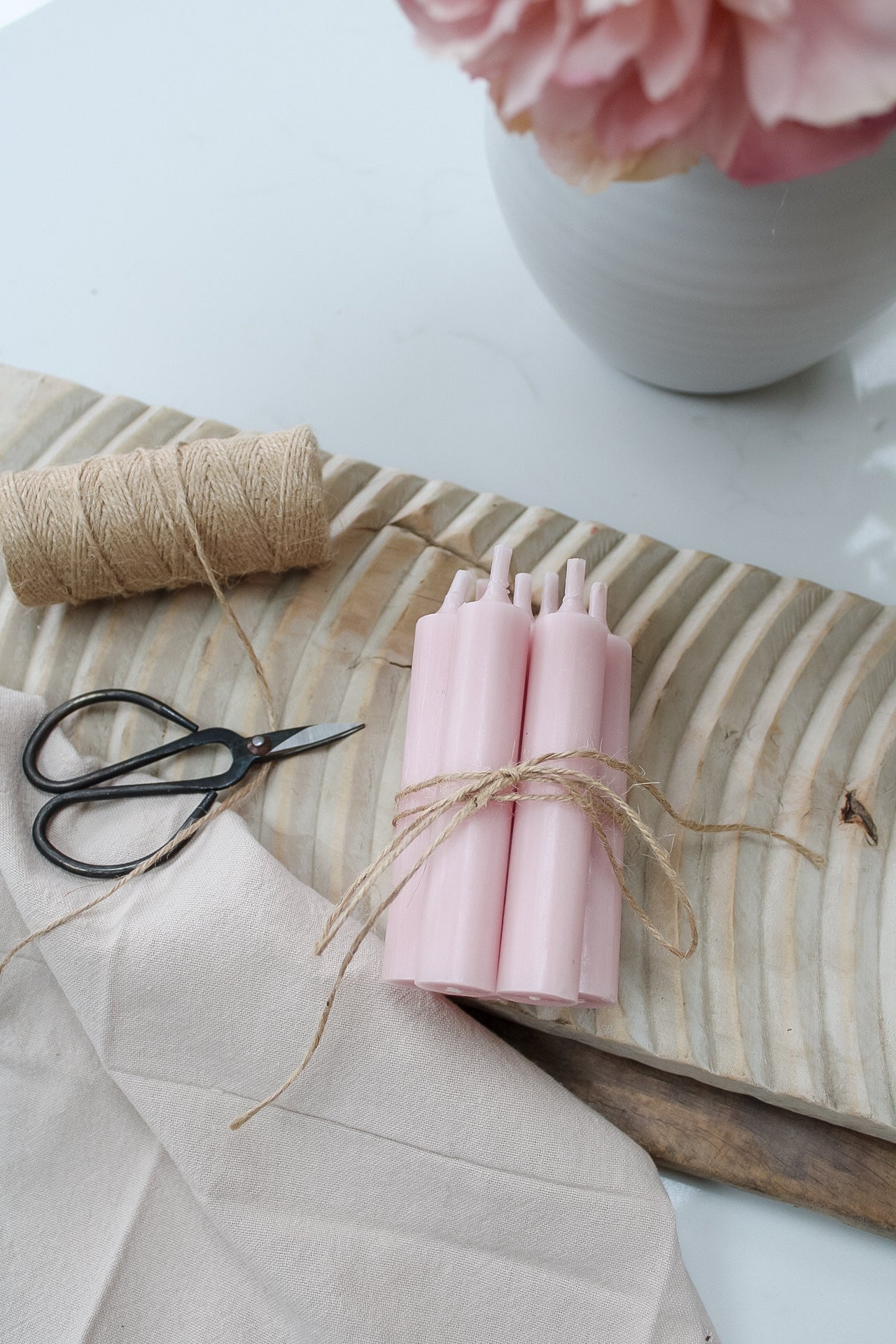 candyfloss pink short dinner candles