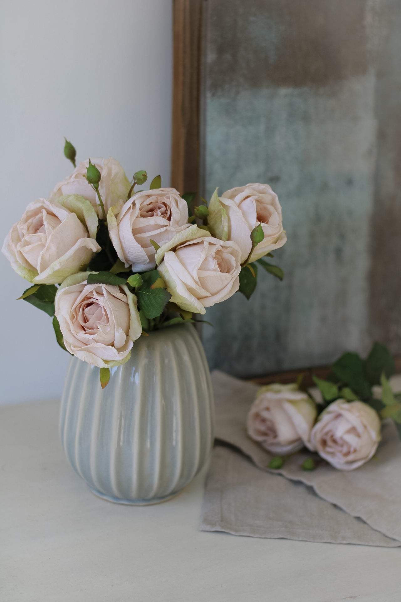 romantic inspired faux nude rose spray