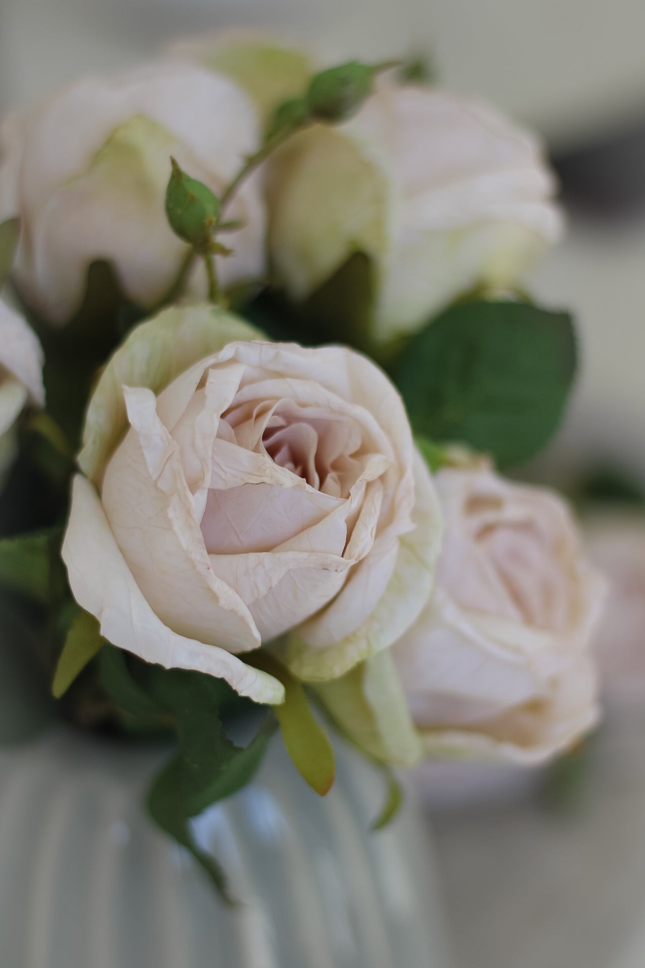 up close of blush nude artificial rose stem