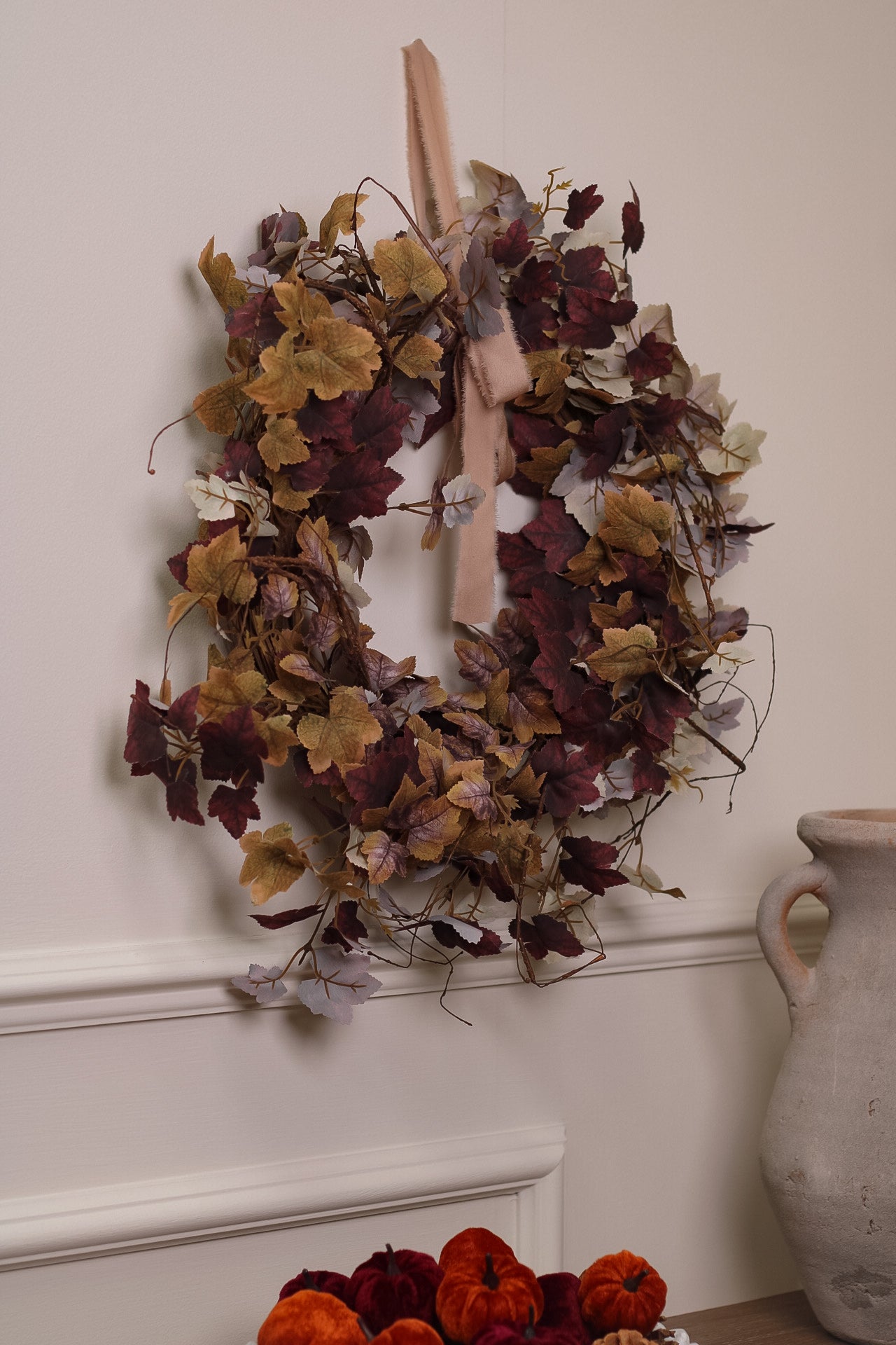 faux rustic autumn leaves wreath