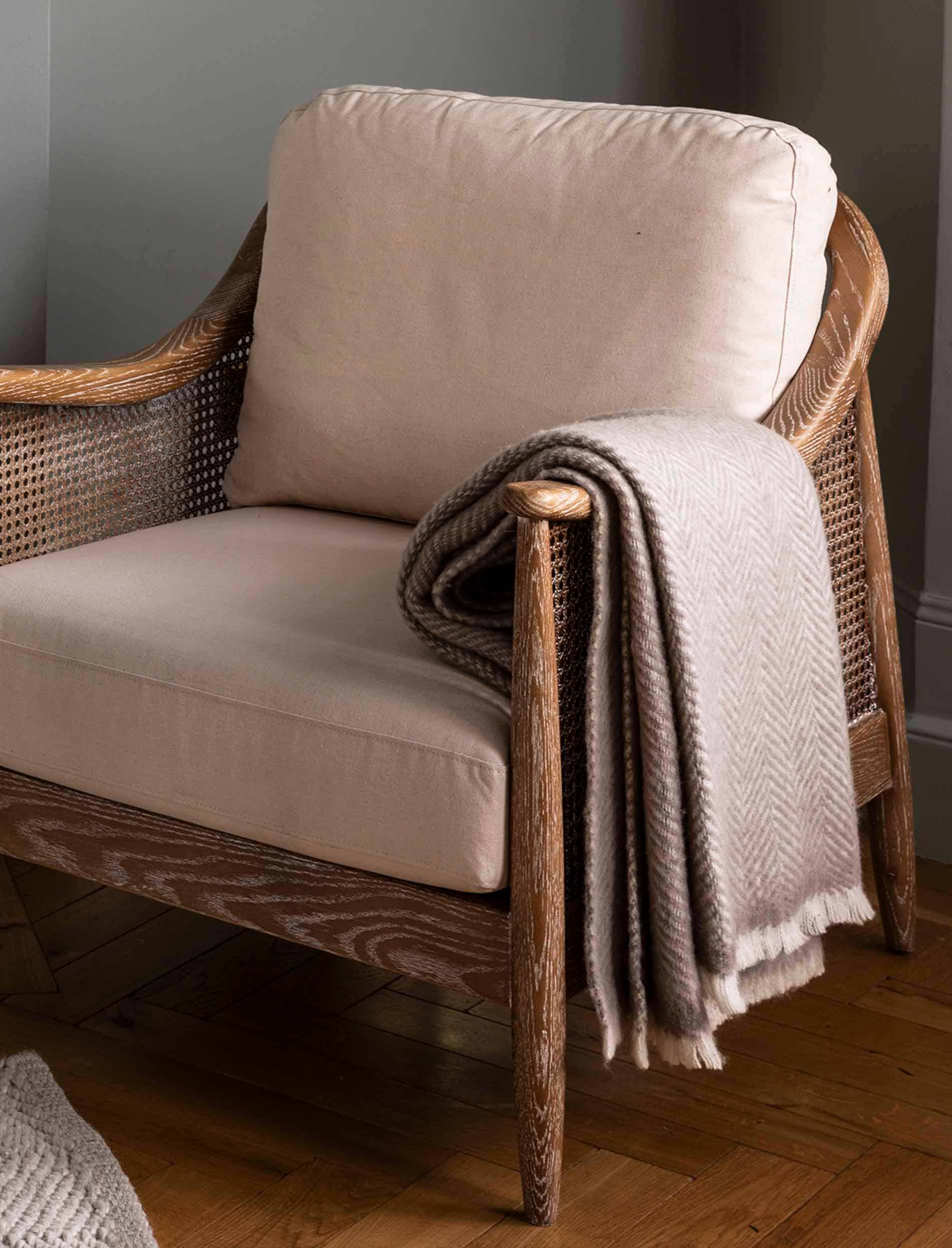 Herringbone Natural Wool Throw