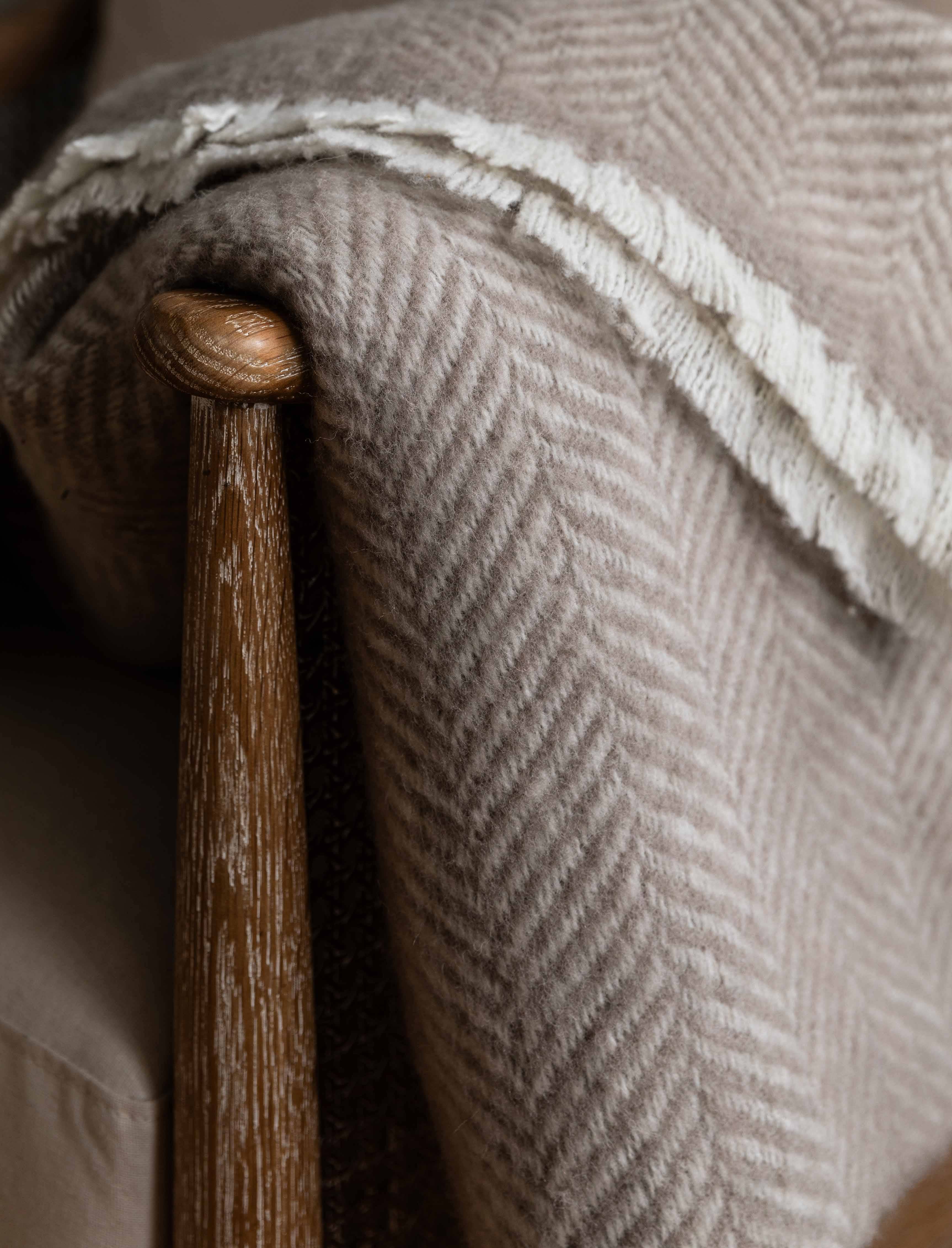 Herringbone Natural Wool Throw