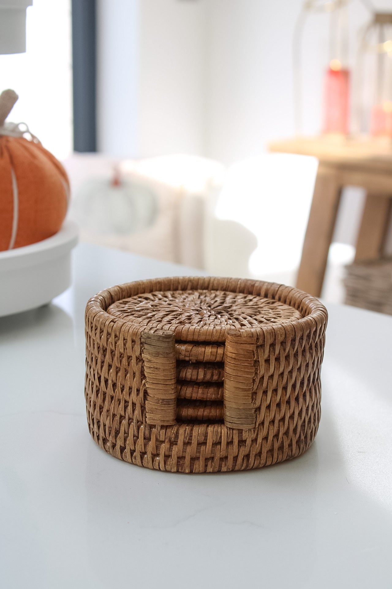 Autumn Honey Rattan Coasters - Set of 6